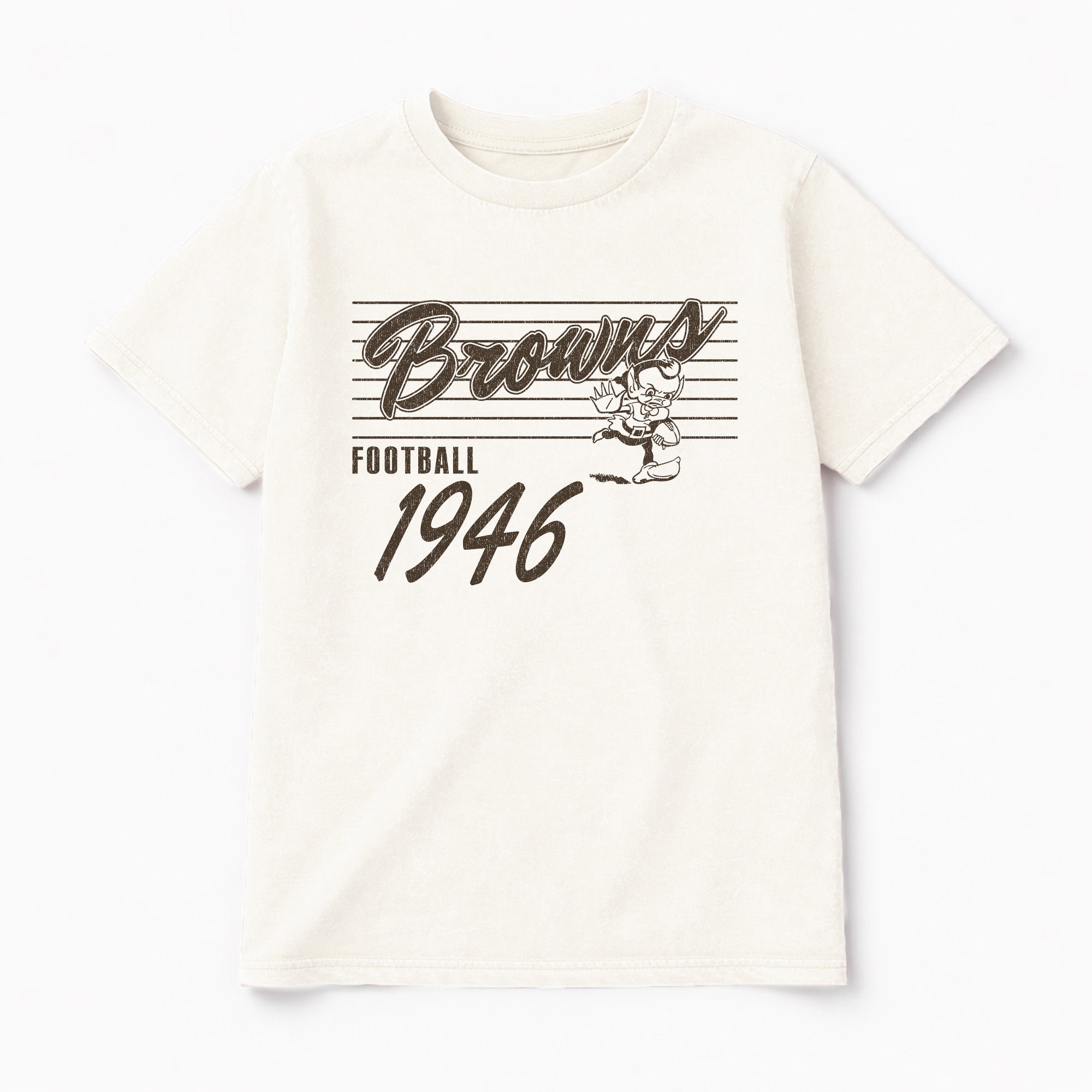CLEVELAND BROWNS OLD SCHOOL CLASSIC FIT COTTON BLEND CREWNECK TEE