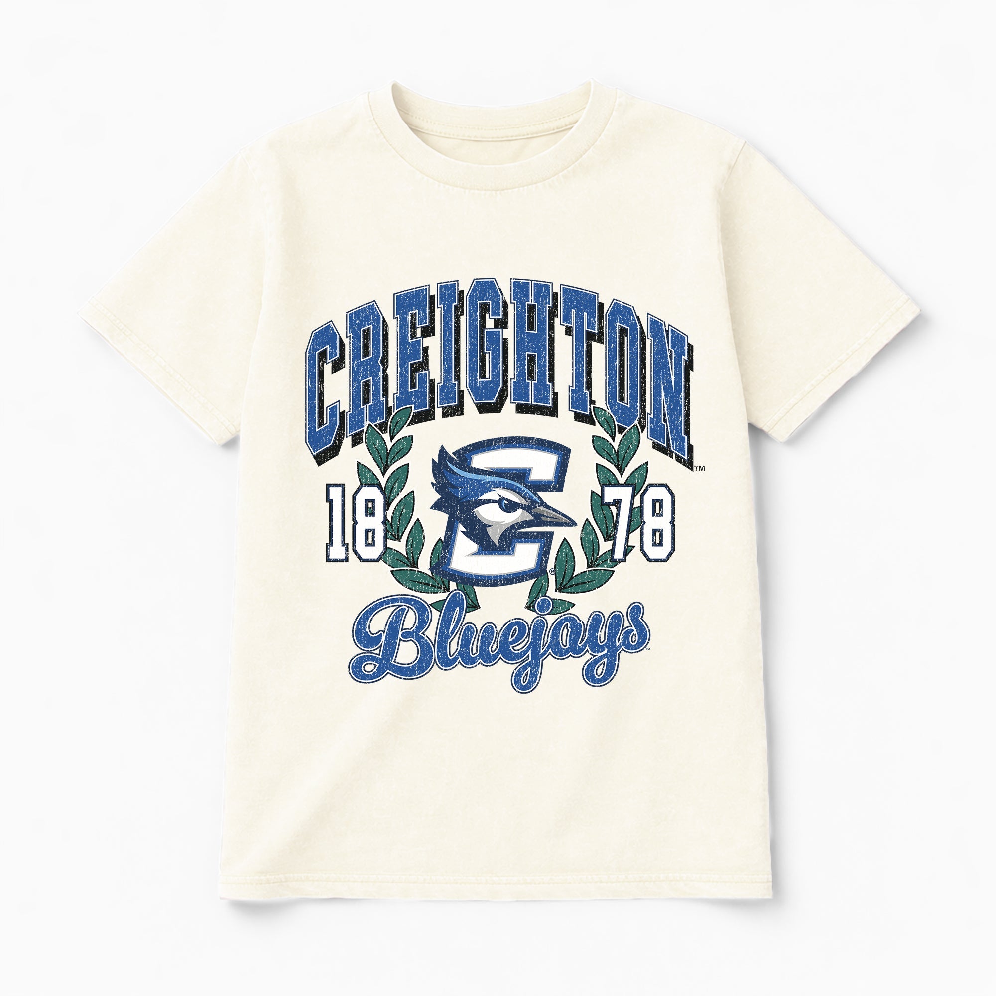 CREIGHTON BLUEJAYS RAISED ON VICTORY CLASSIC FIT COTTON BLEND CREWNECK TEE
