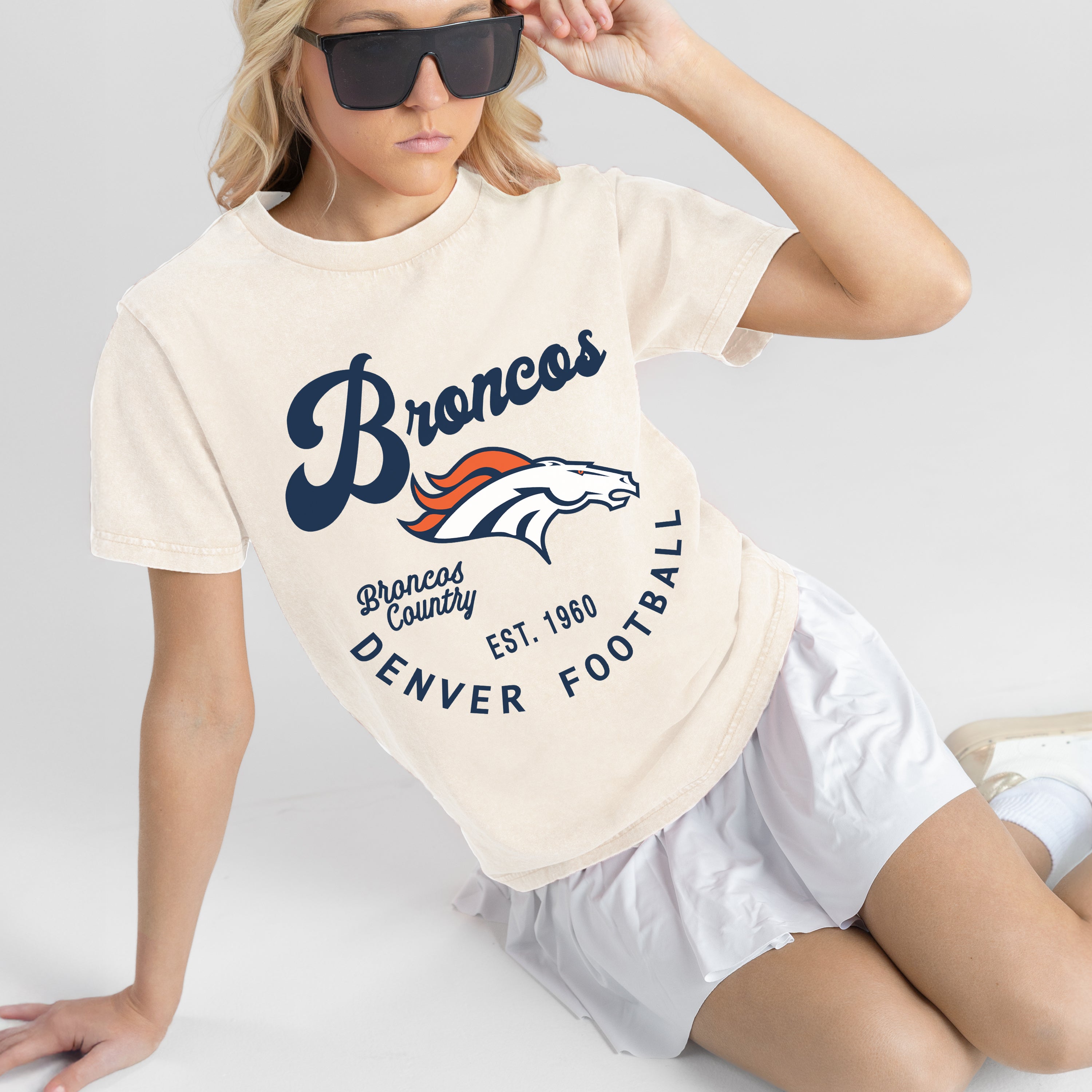 DENVER BRONCOS YOU KNOW OUR NAME CLASSIC FIT COTTON BLEND CREWNECK TEE