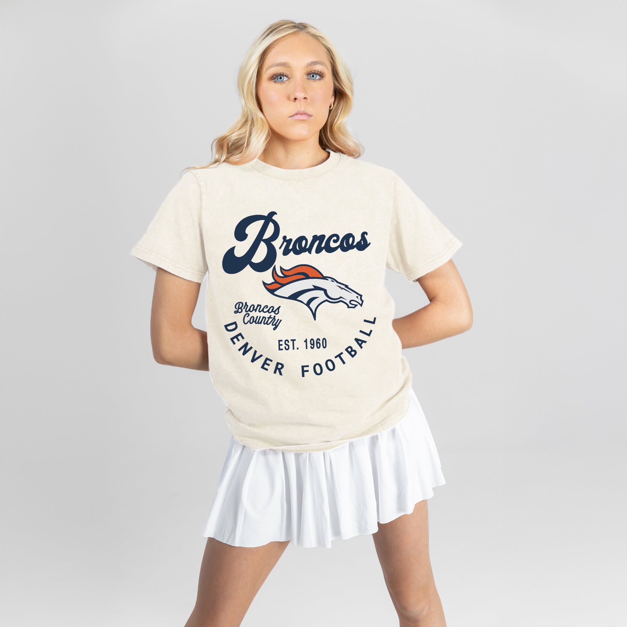 DENVER BRONCOS YOU KNOW OUR NAME CLASSIC FIT COTTON BLEND CREWNECK TEE