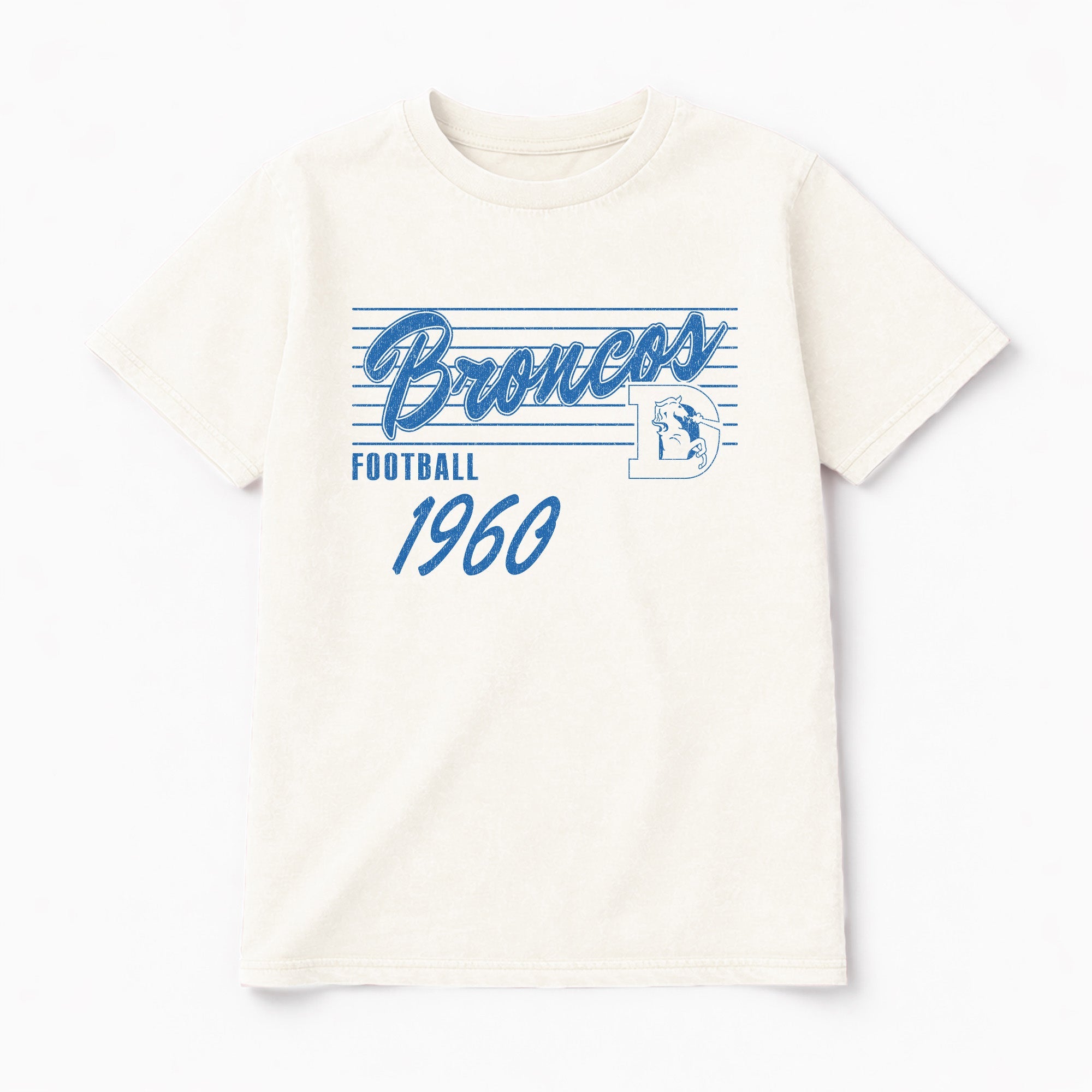 DENVER BRONCOS OLD SCHOOL CLASSIC FIT COTTON BLEND CREWNECK TEE