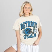 DETROIT LIONS RAISED ON VICTORY CLASSIC FIT COTTON BLEND CREWNECK TEE