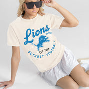 DETROIT LIONS YOU KNOW OUR NAME CLASSIC FIT COTTON BLEND CREWNECK TEE