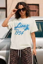 DETROIT LIONS OLD SCHOOL CLASSIC FIT COTTON BLEND CREWNECK TEE
