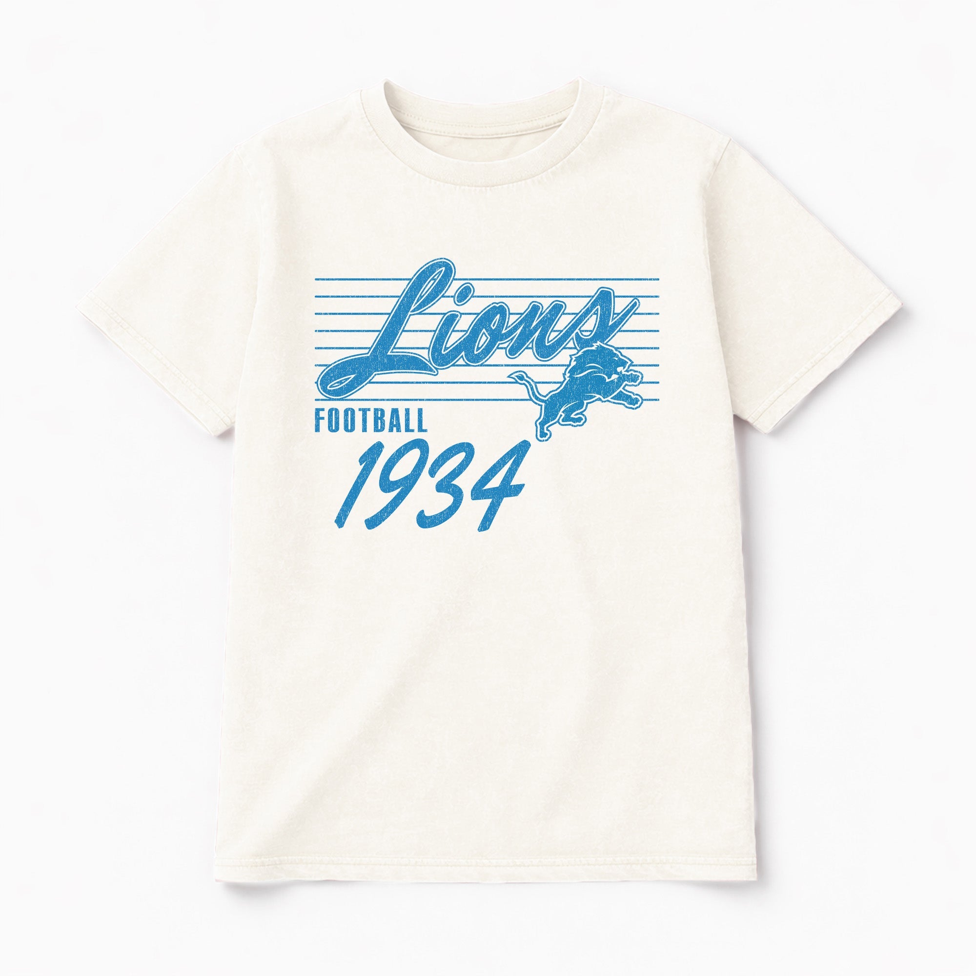 DETROIT LIONS OLD SCHOOL CLASSIC FIT COTTON BLEND CREWNECK TEE