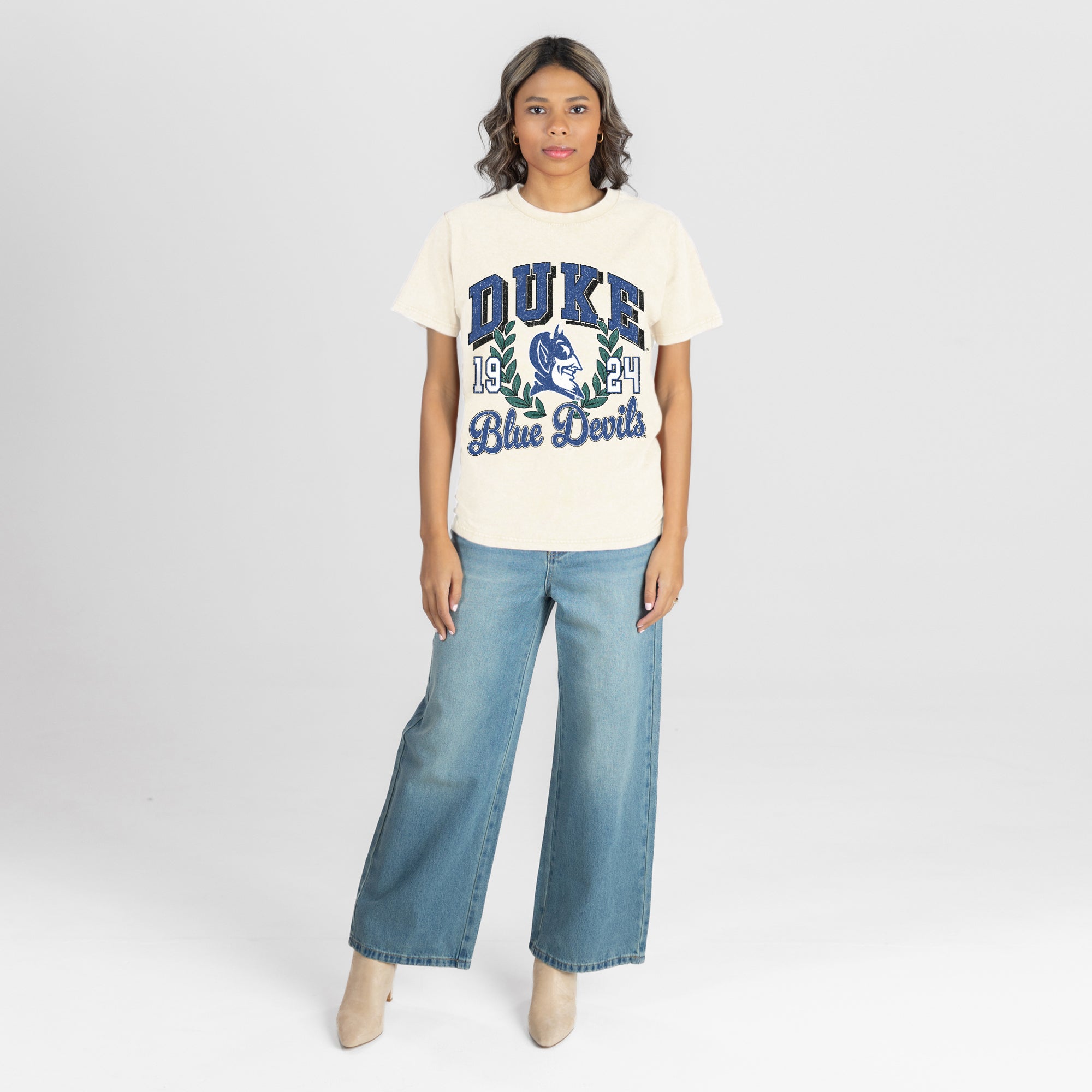 DUKE BLUE DEVILS RAISED ON VICTORY CLASSIC FIT COTTON BLEND CREWNECK TEE