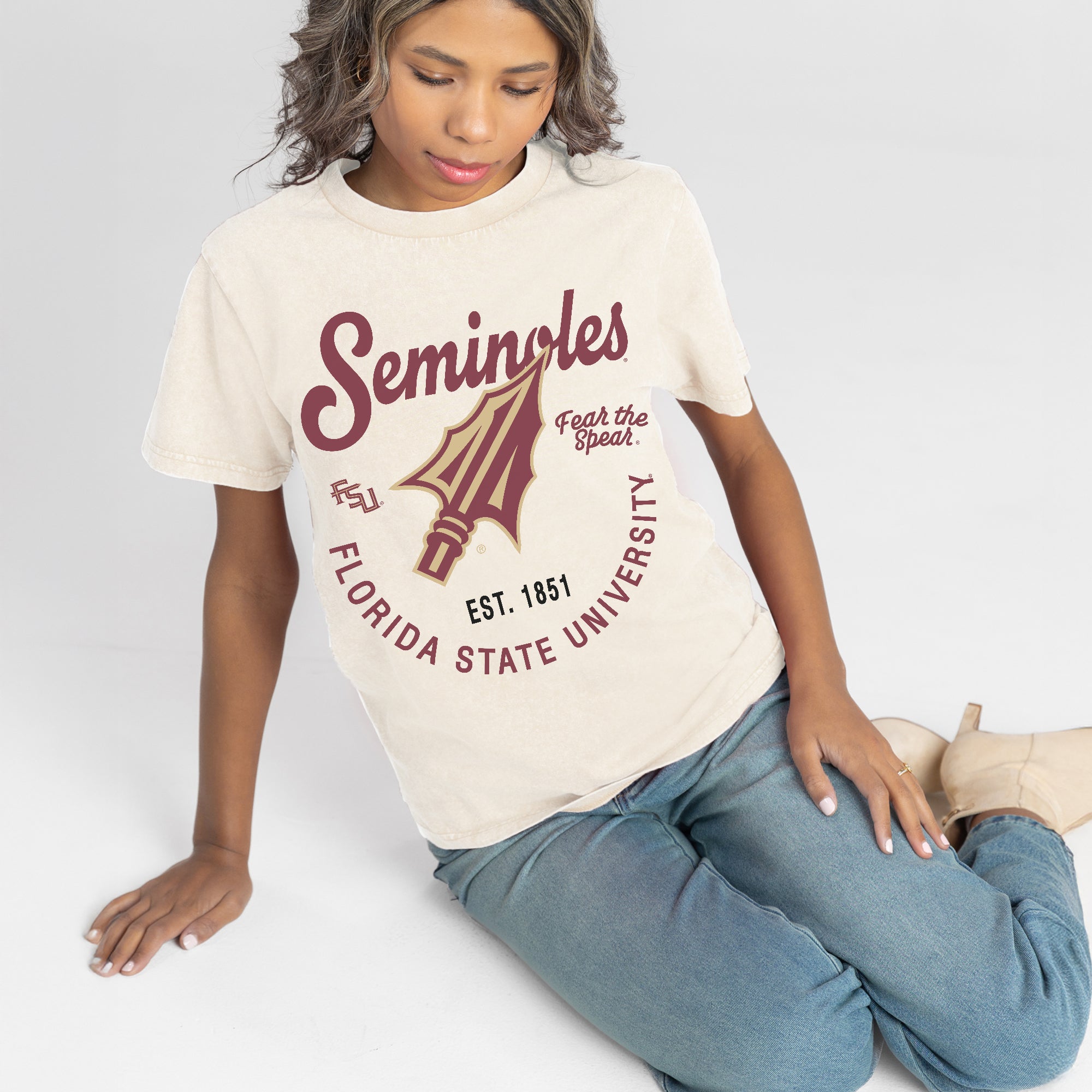 FLORIDA STATE SEMINOLES YOU KNOW OUR NAME CLASSIC FIT COTTON BLEND CREWNECK TEE