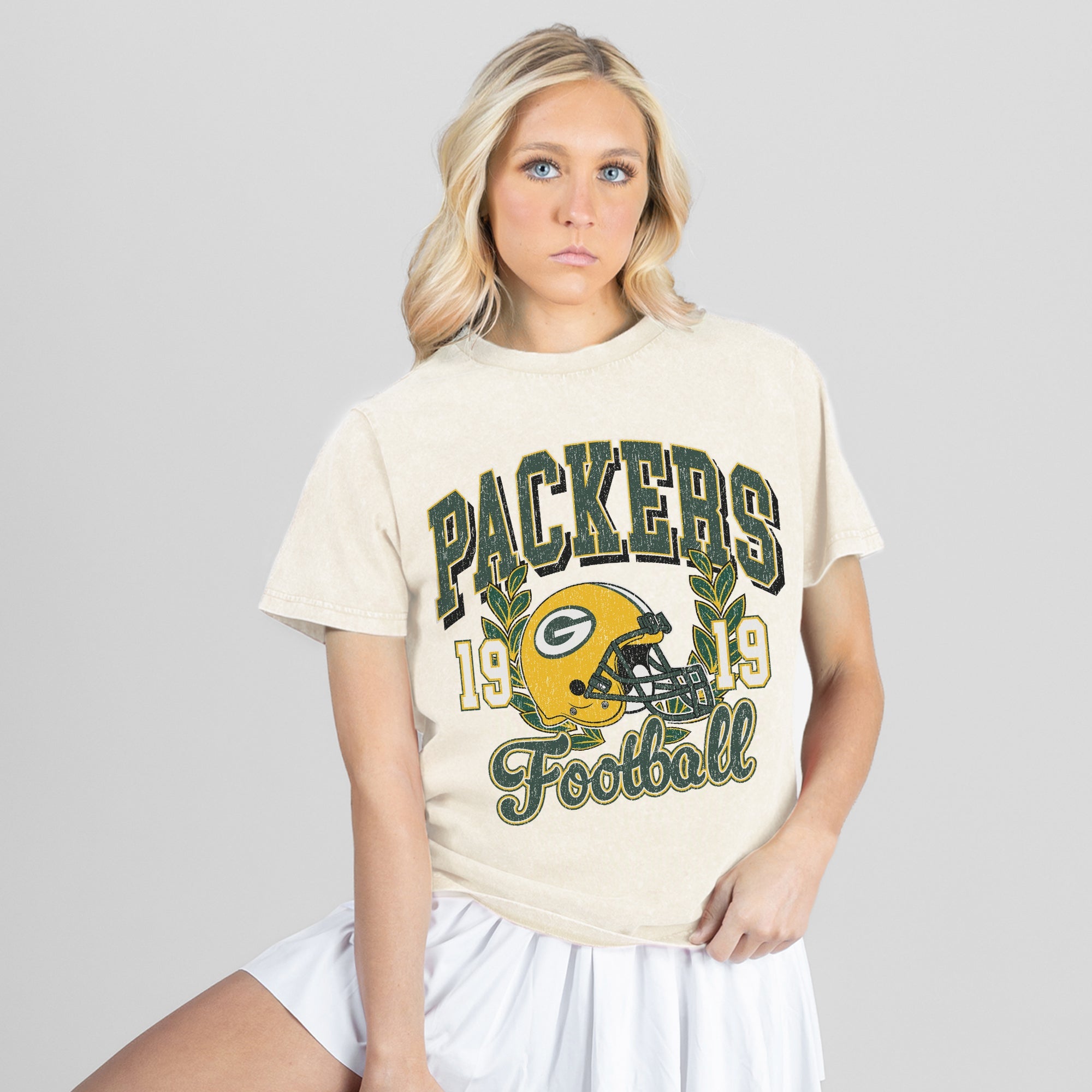 GREEN BAY PACKERS RAISED ON VICTORY CLASSIC FIT COTTON BLEND CREWNECK TEE