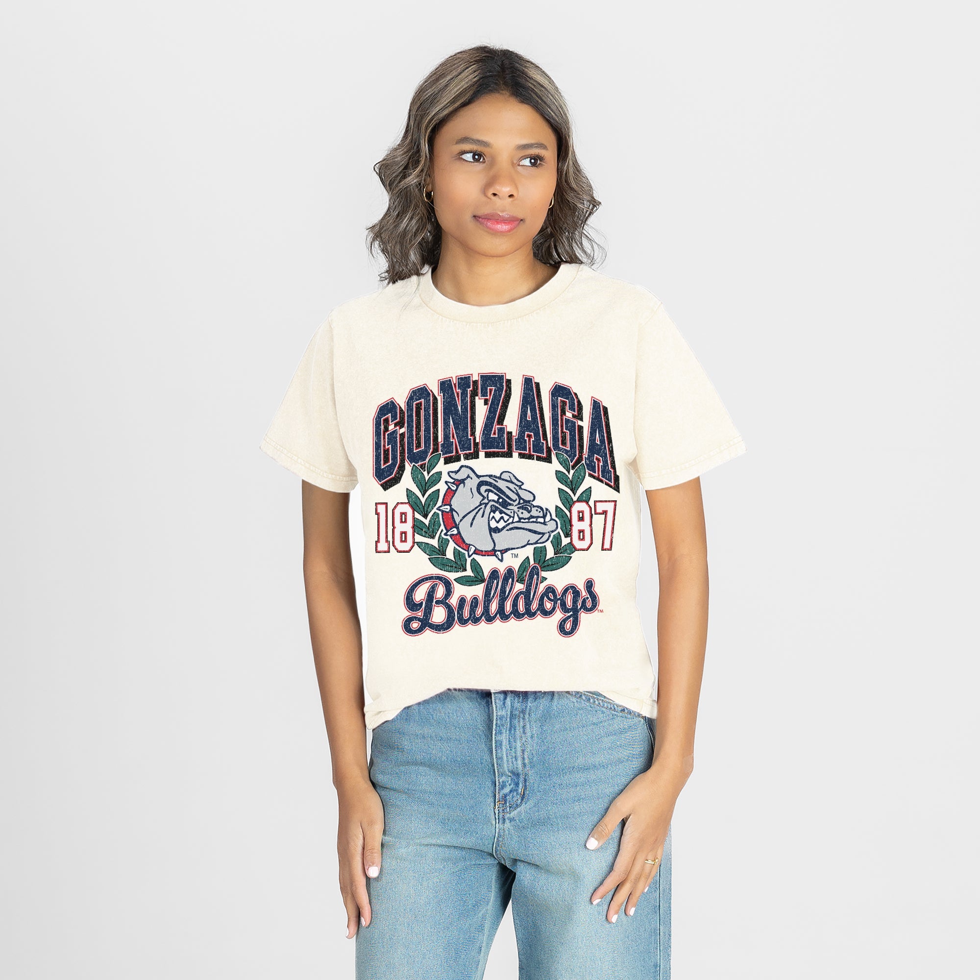 GONZAGA BULLDOGS RAISED ON VICTORY CLASSIC FIT COTTON BLEND CREWNECK TEE
