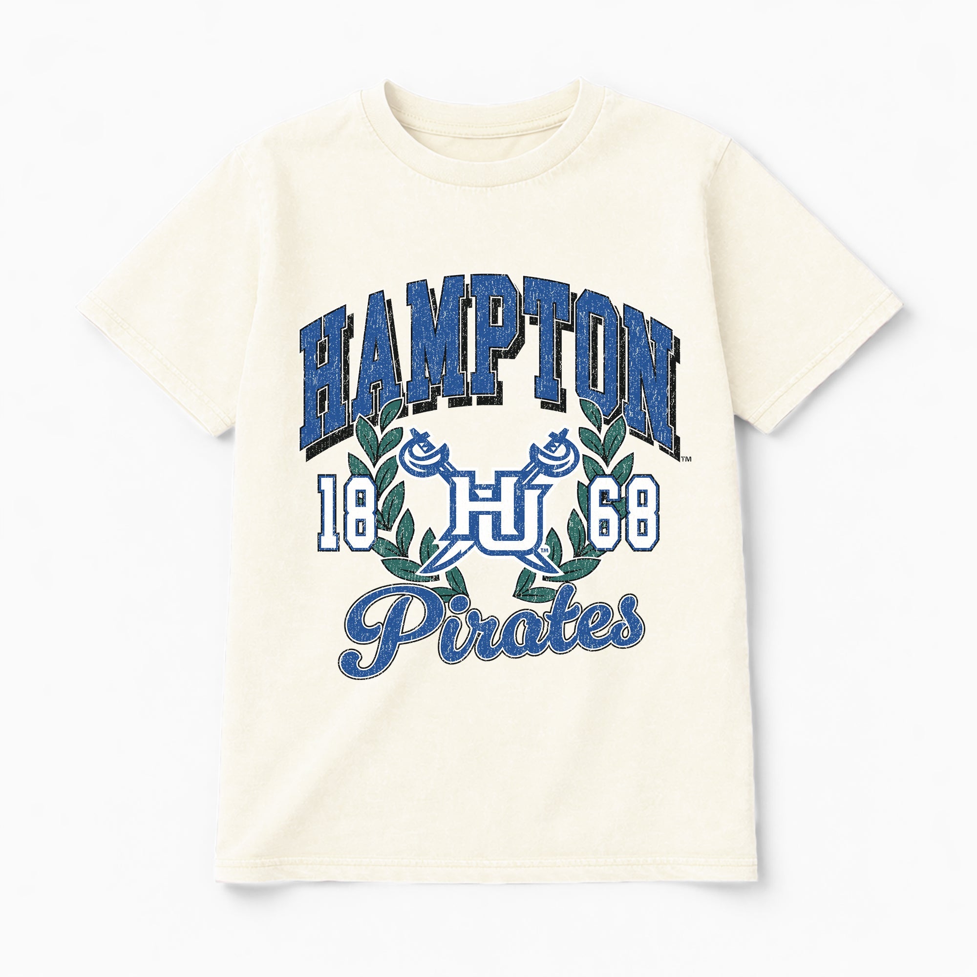 HAMPTON PIRATES RAISED ON VICTORY CLASSIC FIT COTTON BLEND CREWNECK TEE