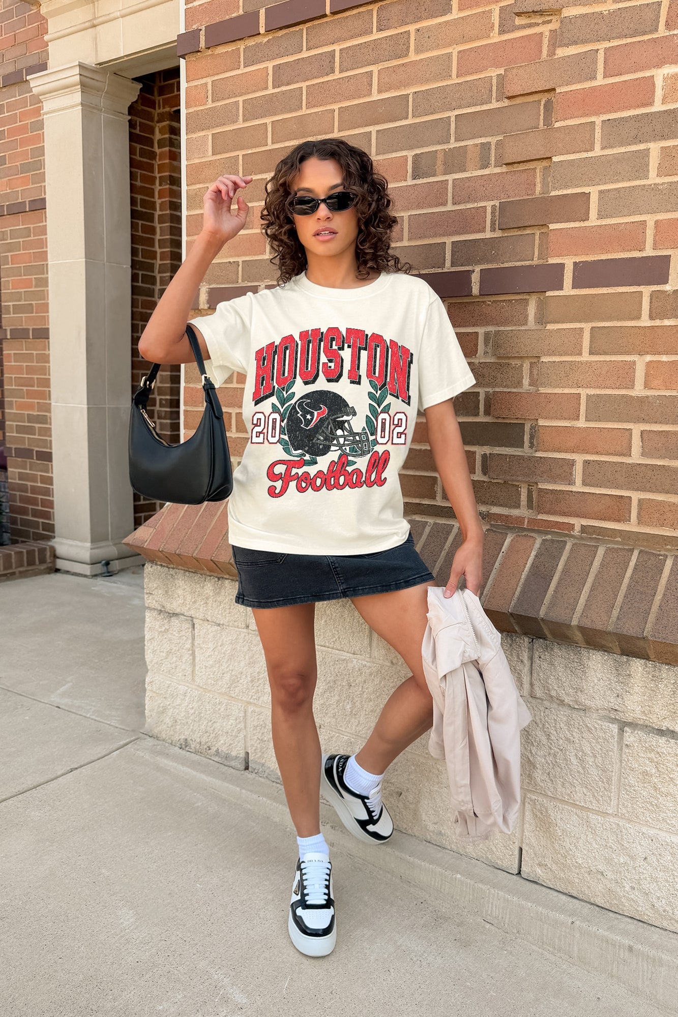 HOUSTON TEXANS RAISED ON VICTORY CLASSIC FIT COTTON BLEND CREWNECK TEE