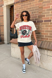 HOUSTON TEXANS RAISED ON VICTORY CLASSIC FIT COTTON BLEND CREWNECK TEE
