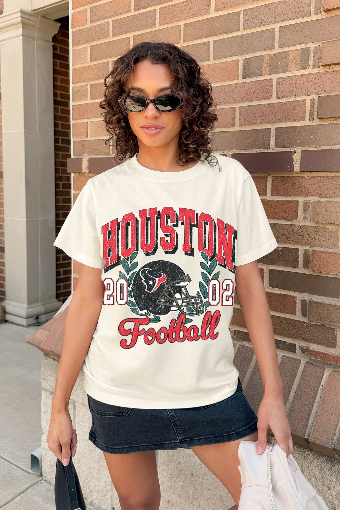 HOUSTON TEXANS RAISED ON VICTORY CLASSIC FIT COTTON BLEND CREWNECK TEE
