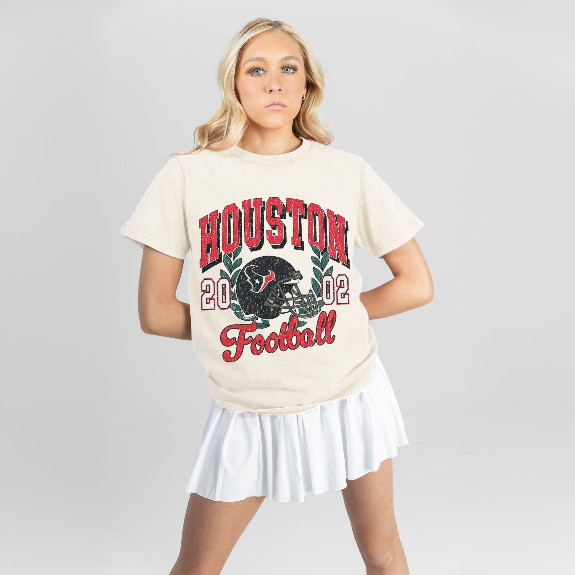 HOUSTON TEXANS RAISED ON VICTORY CLASSIC FIT COTTON BLEND CREWNECK TEE