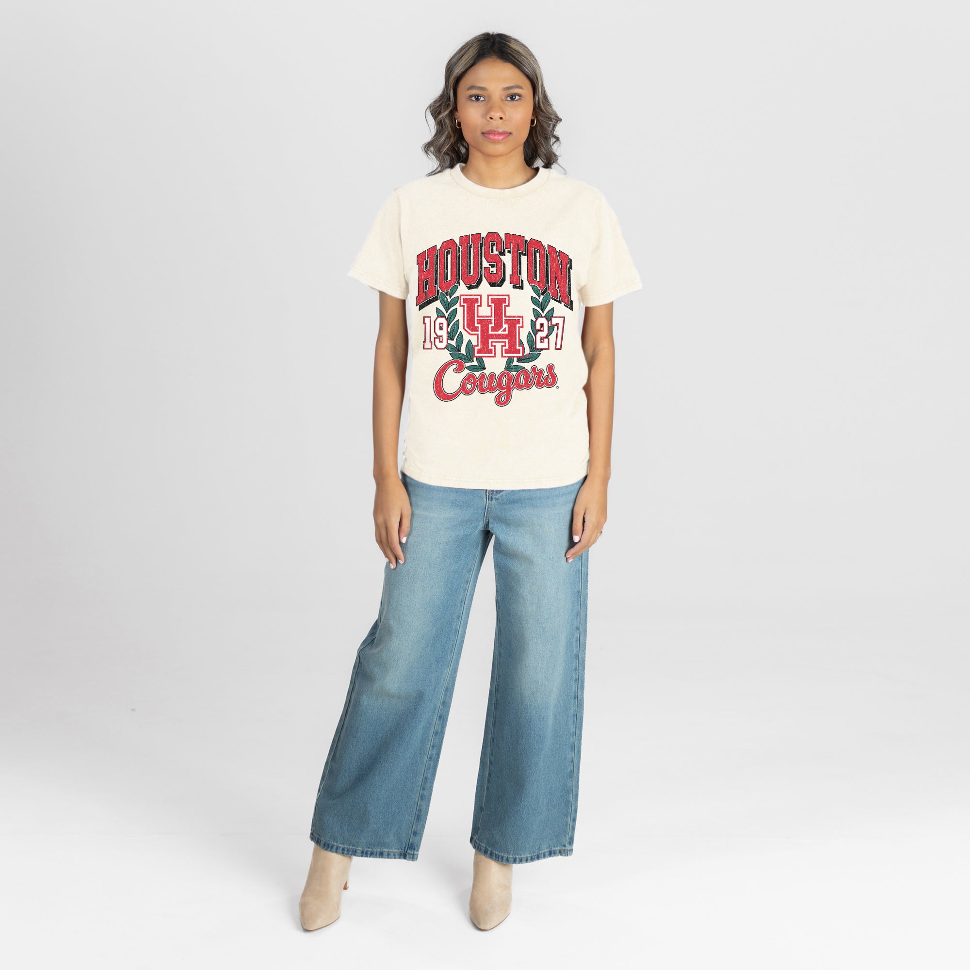 HOUSTON COUGARS RAISED ON VICTORY CLASSIC FIT COTTON BLEND CREWNECK TEE