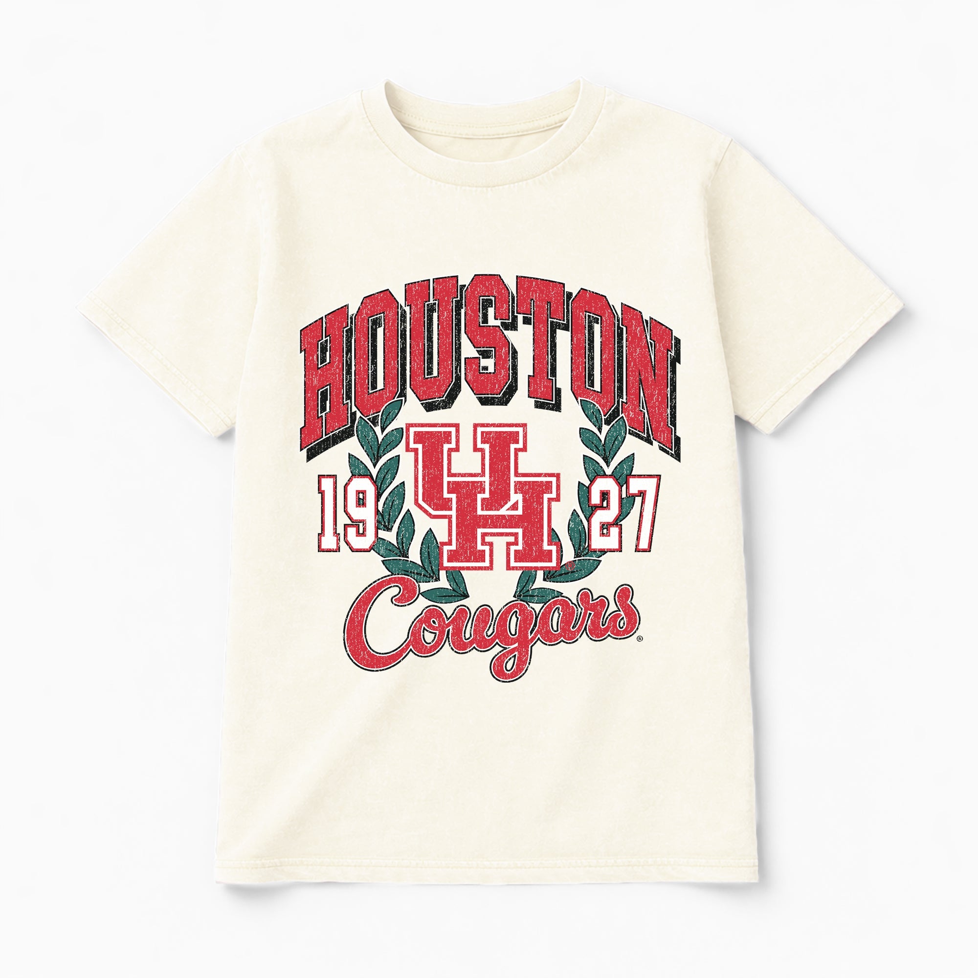 HOUSTON COUGARS RAISED ON VICTORY CLASSIC FIT COTTON BLEND CREWNECK TEE