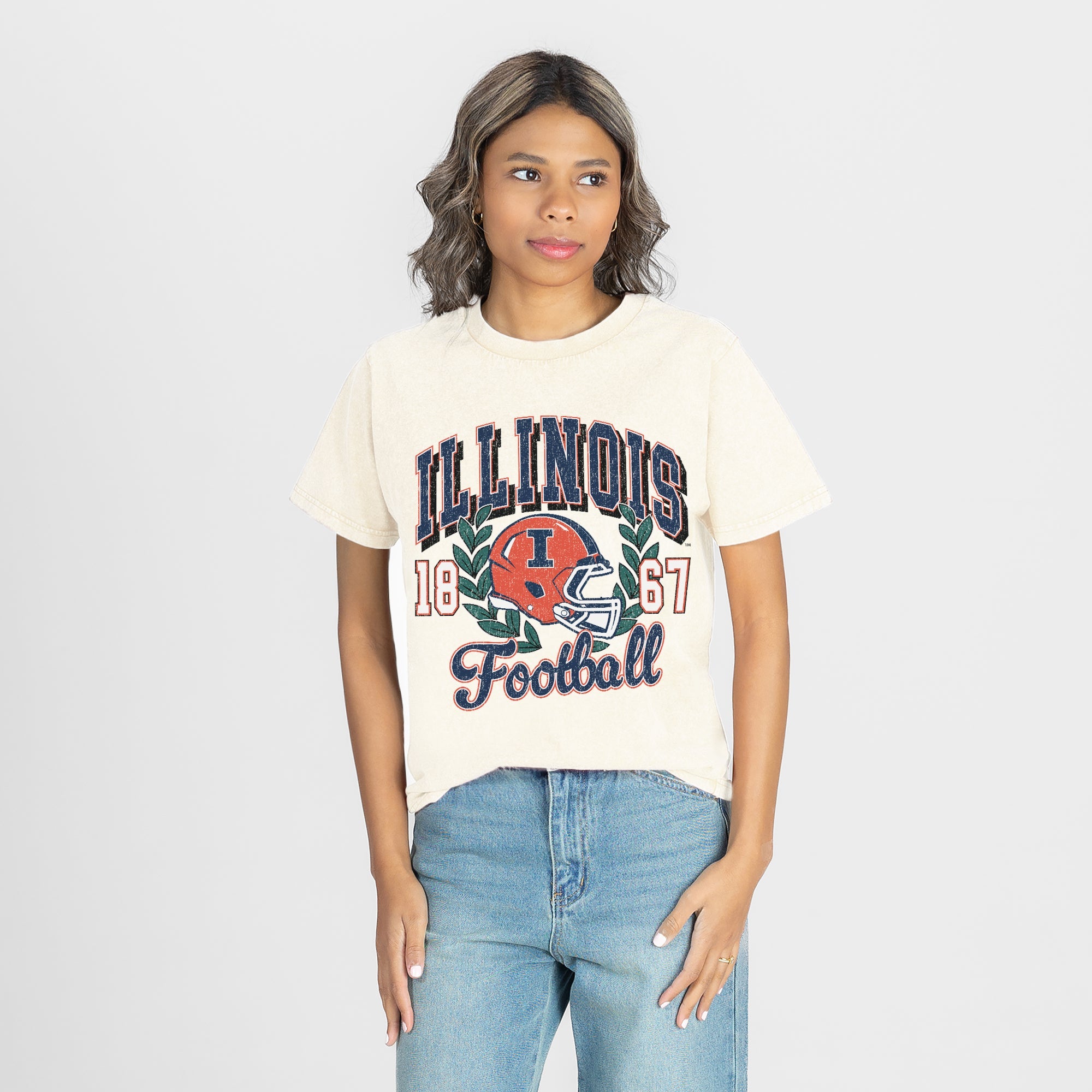 ILLINOIS FIGHTING ILLINI RAISED ON VICTORY CLASSIC FIT COTTON BLEND CREWNECK TEE