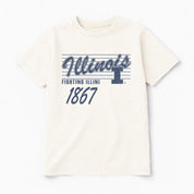 ILLINOIS FIGHTING ILLINI OLD SCHOOL CLASSIC FIT COTTON BLEND CREWNECK TEE