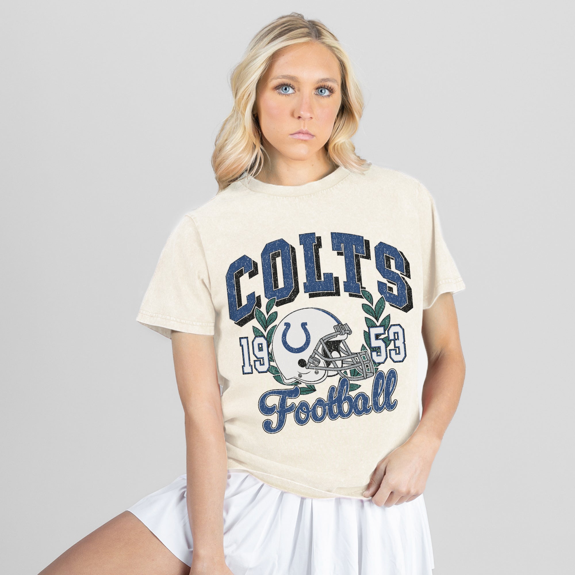 INDIANAPOLIS COLTS RAISED ON VICTORY CLASSIC FIT COTTON BLEND CREWNECK TEE