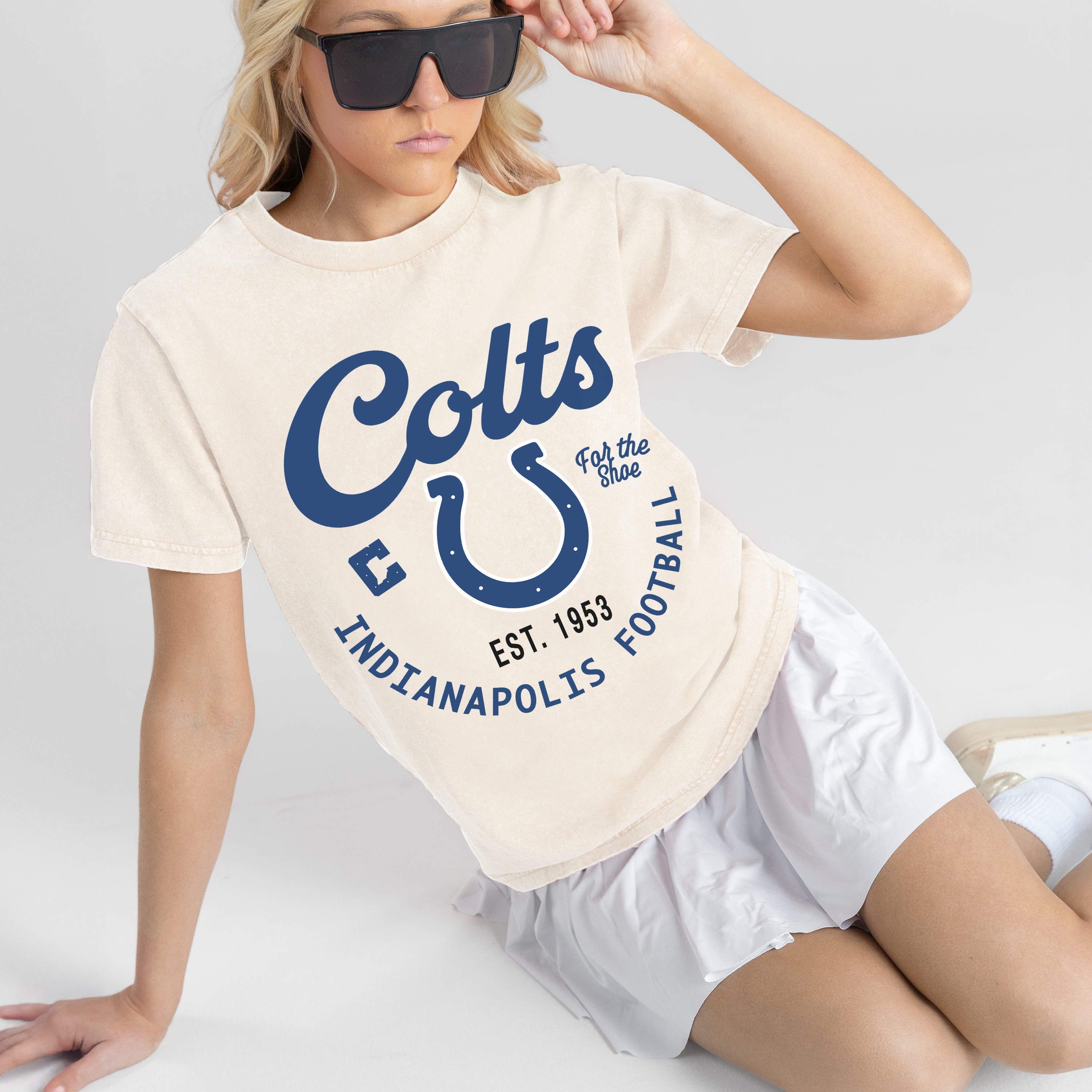 INDIANAPOLIS COLTS YOU KNOW OUR NAME CLASSIC FIT COTTON BLEND CREWNECK TEE