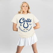 INDIANAPOLIS COLTS YOU KNOW OUR NAME CLASSIC FIT COTTON BLEND CREWNECK TEE