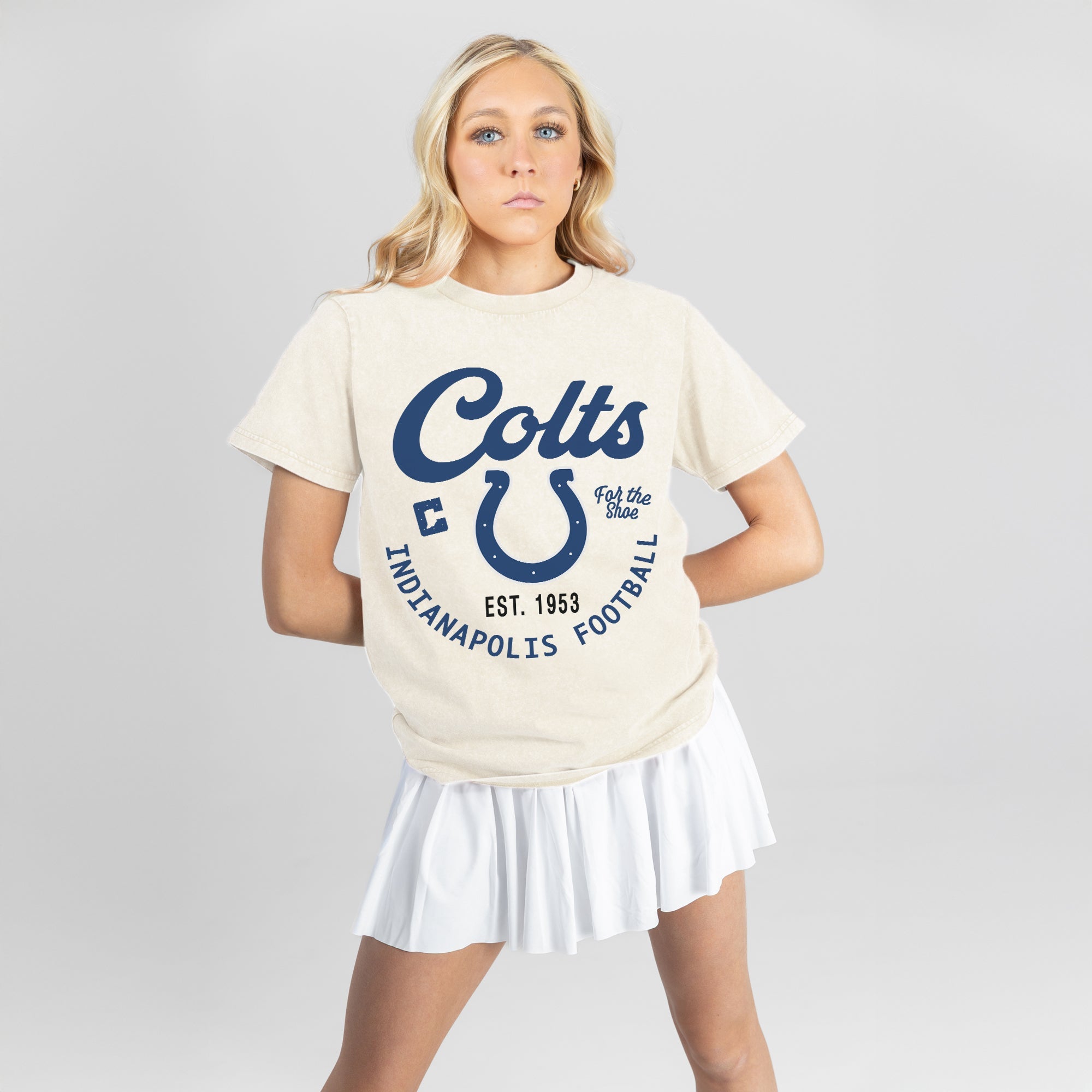 INDIANAPOLIS COLTS YOU KNOW OUR NAME CLASSIC FIT COTTON BLEND CREWNECK TEE