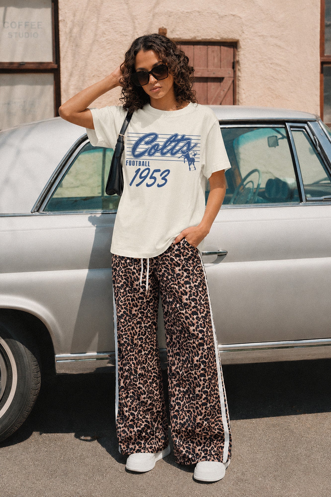 INDIANAPOLIS COLTS OLD SCHOOL CLASSIC FIT COTTON BLEND CREWNECK TEE