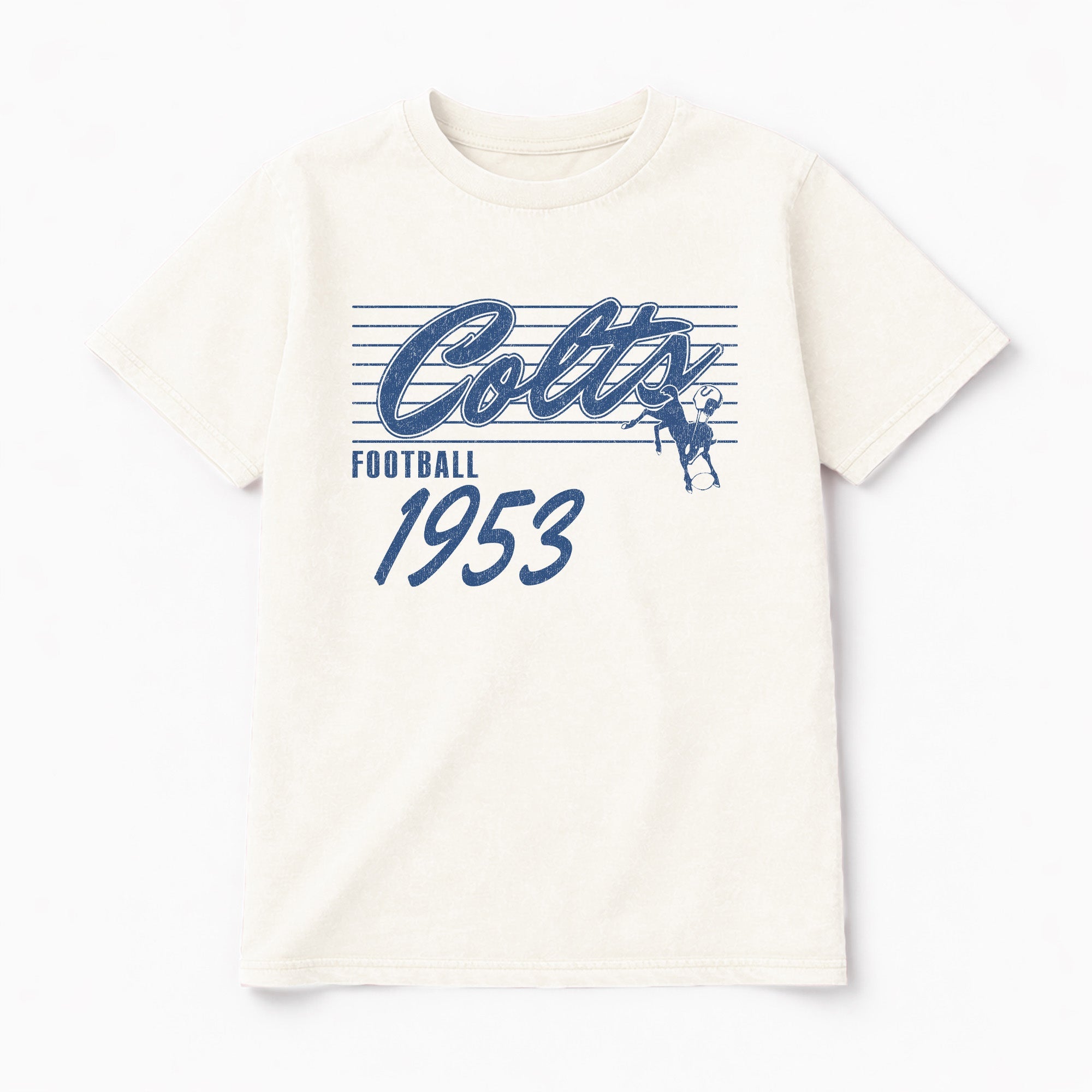 INDIANAPOLIS COLTS OLD SCHOOL CLASSIC FIT COTTON BLEND CREWNECK TEE