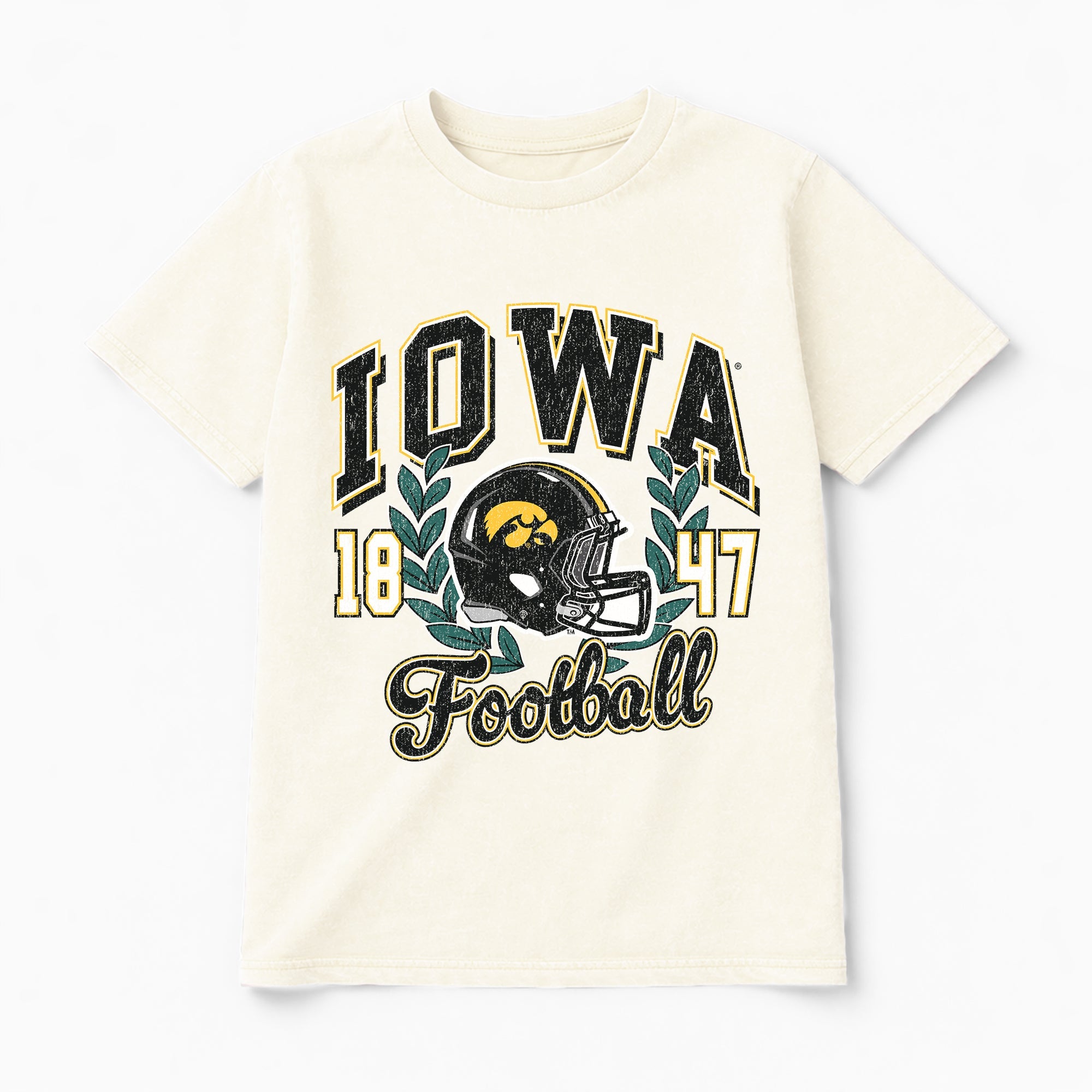 IOWA HAWKEYES RAISED ON VICTORY CLASSIC FIT COTTON BLEND CREWNECK TEE