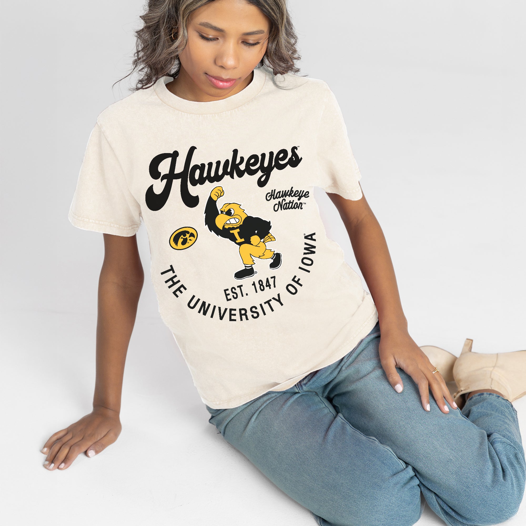 IOWA HAWKEYES YOU KNOW OUR NAME CLASSIC FIT COTTON BLEND CREWNECK TEE