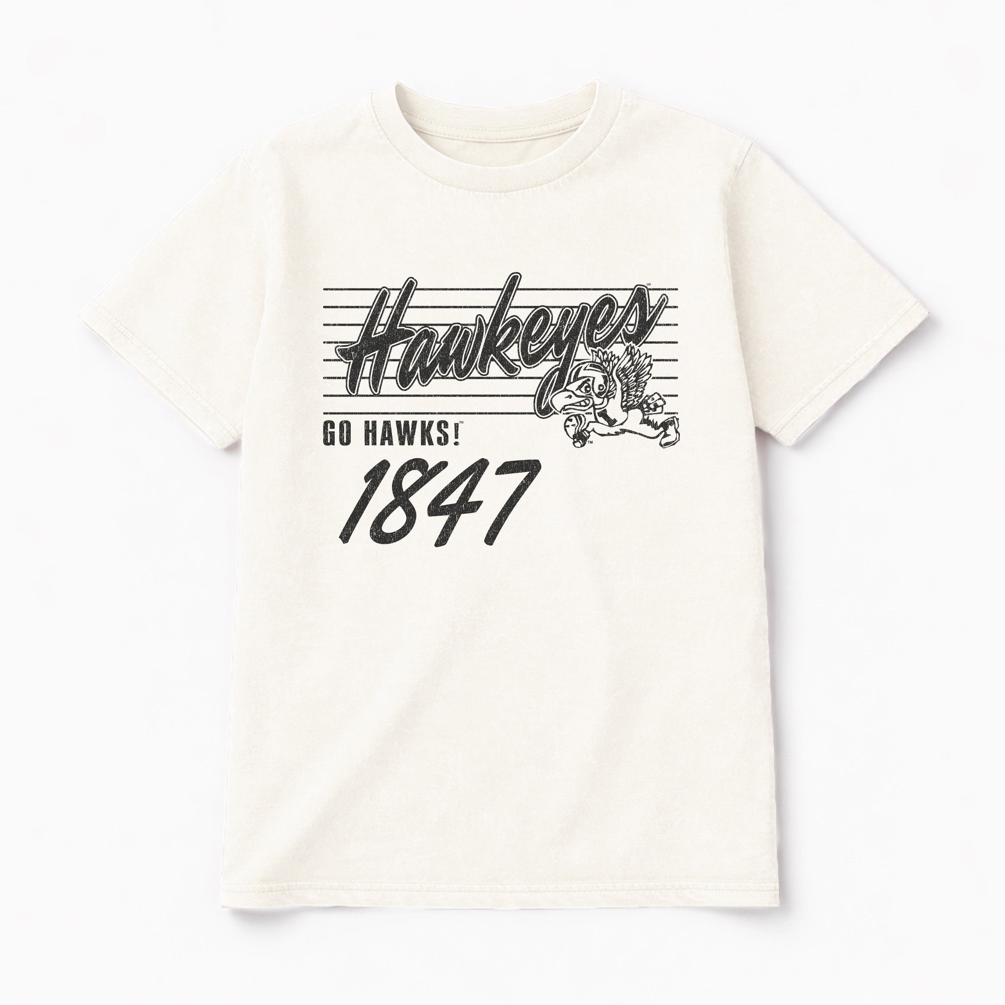 IOWA HAWKEYES OLD SCHOOL CLASSIC FIT COTTON BLEND CREWNECK TEE