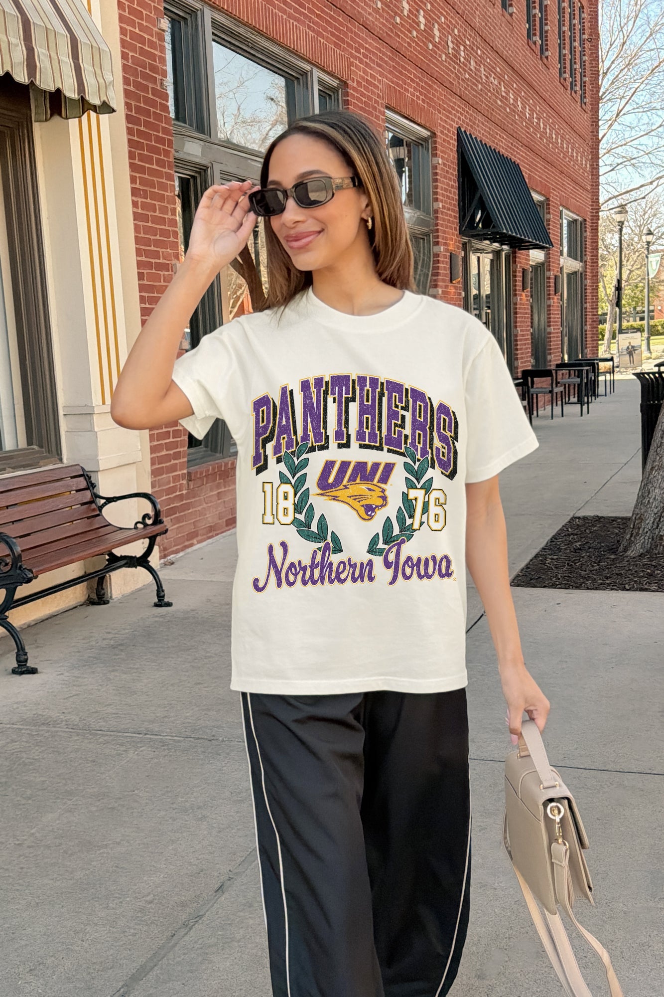 NORTHERN IOWA PANTHERS RAISED ON VICTORY CLASSIC FIT COTTON BLEND CREWNECK TEE