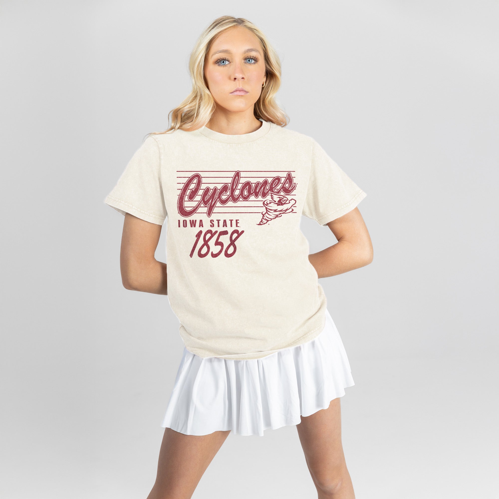 IOWA STATE CYCLONES OLD SCHOOL CLASSIC FIT COTTON BLEND CREWNECK TEE