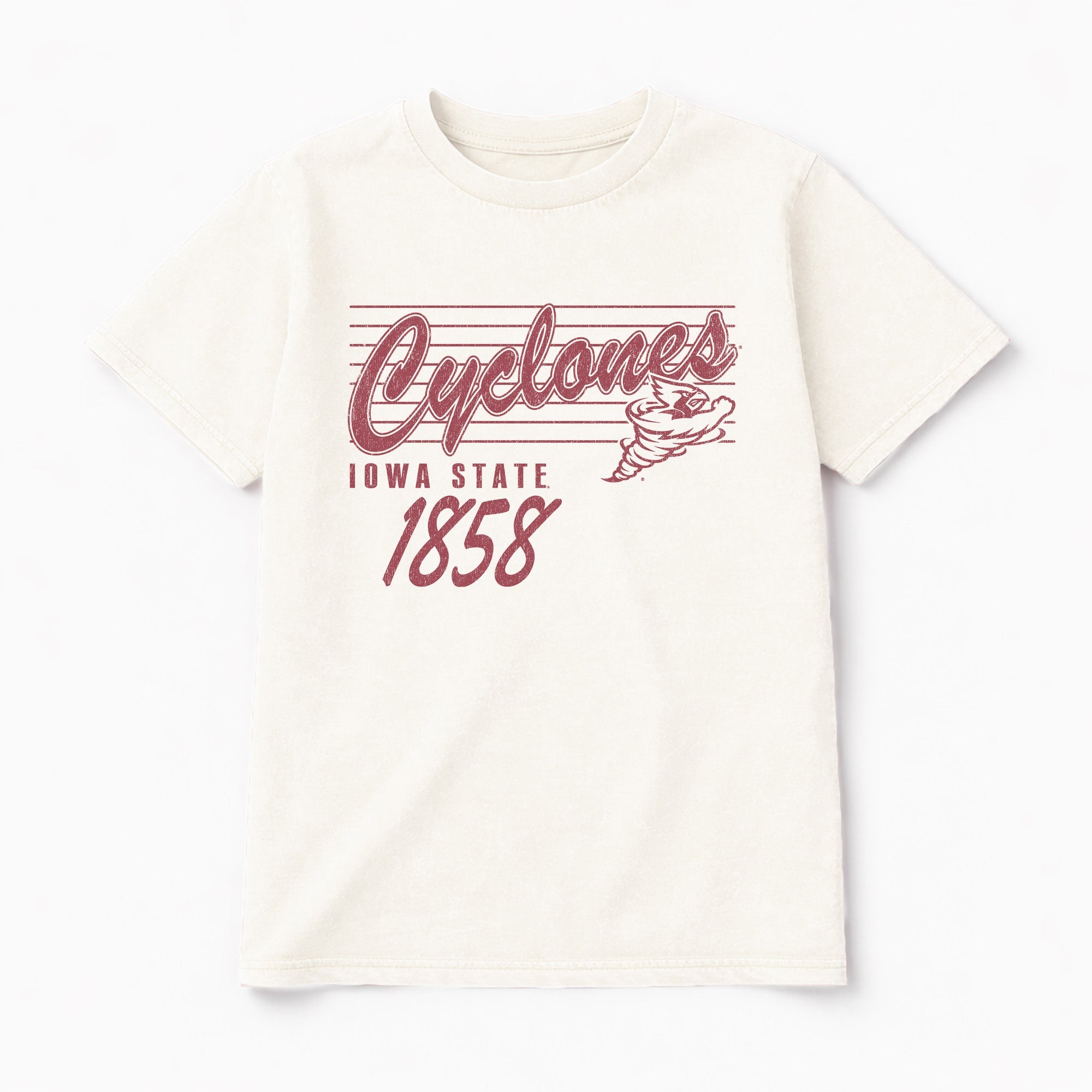 IOWA STATE CYCLONES OLD SCHOOL CLASSIC FIT COTTON BLEND CREWNECK TEE