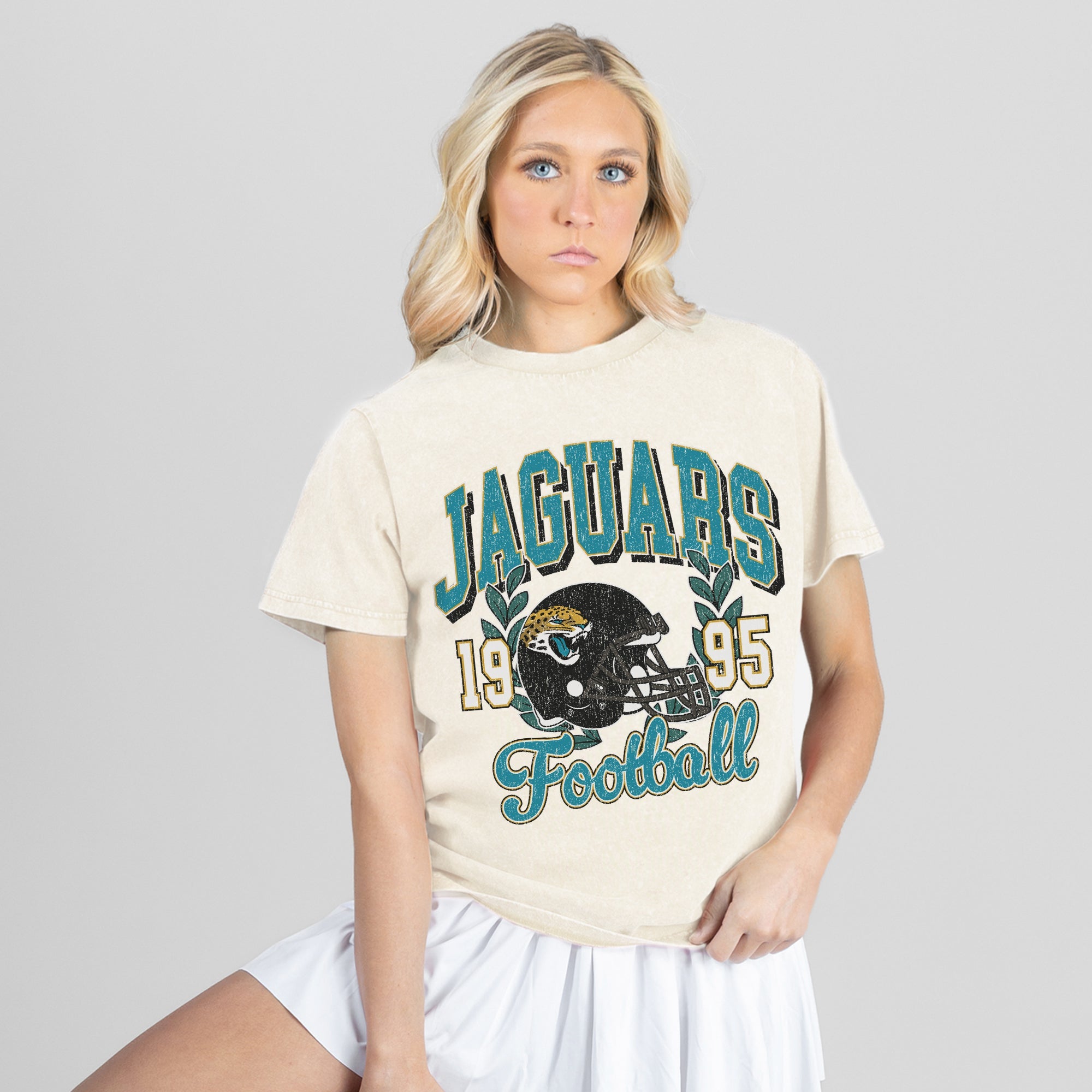 JACKSONVILLE JAGUARS RAISED ON VICTORY CLASSIC FIT COTTON BLEND CREWNECK TEE