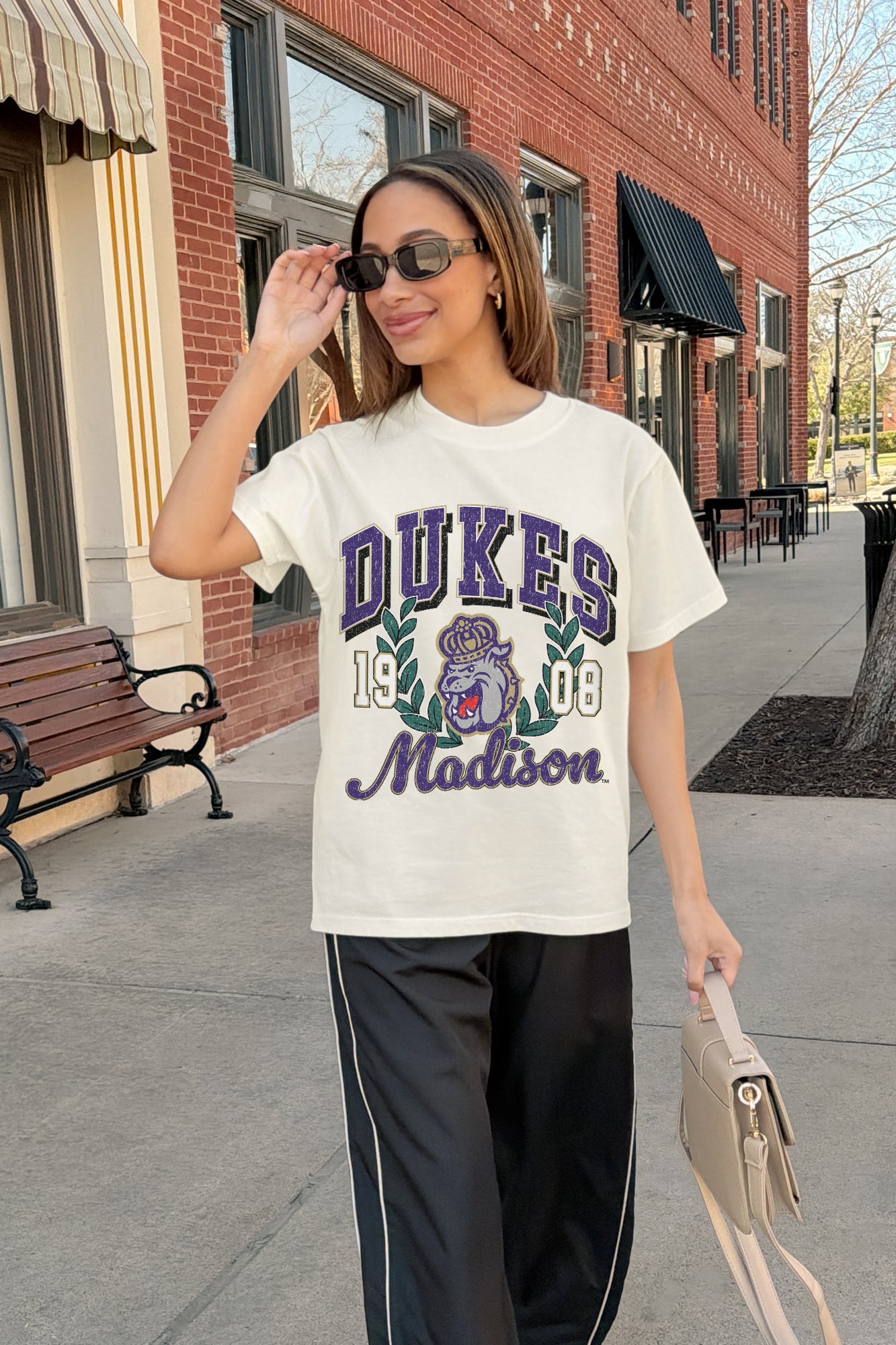 JAMES MADISON DUKES RAISED ON VICTORY CLASSIC FIT COTTON BLEND CREWNECK TEE