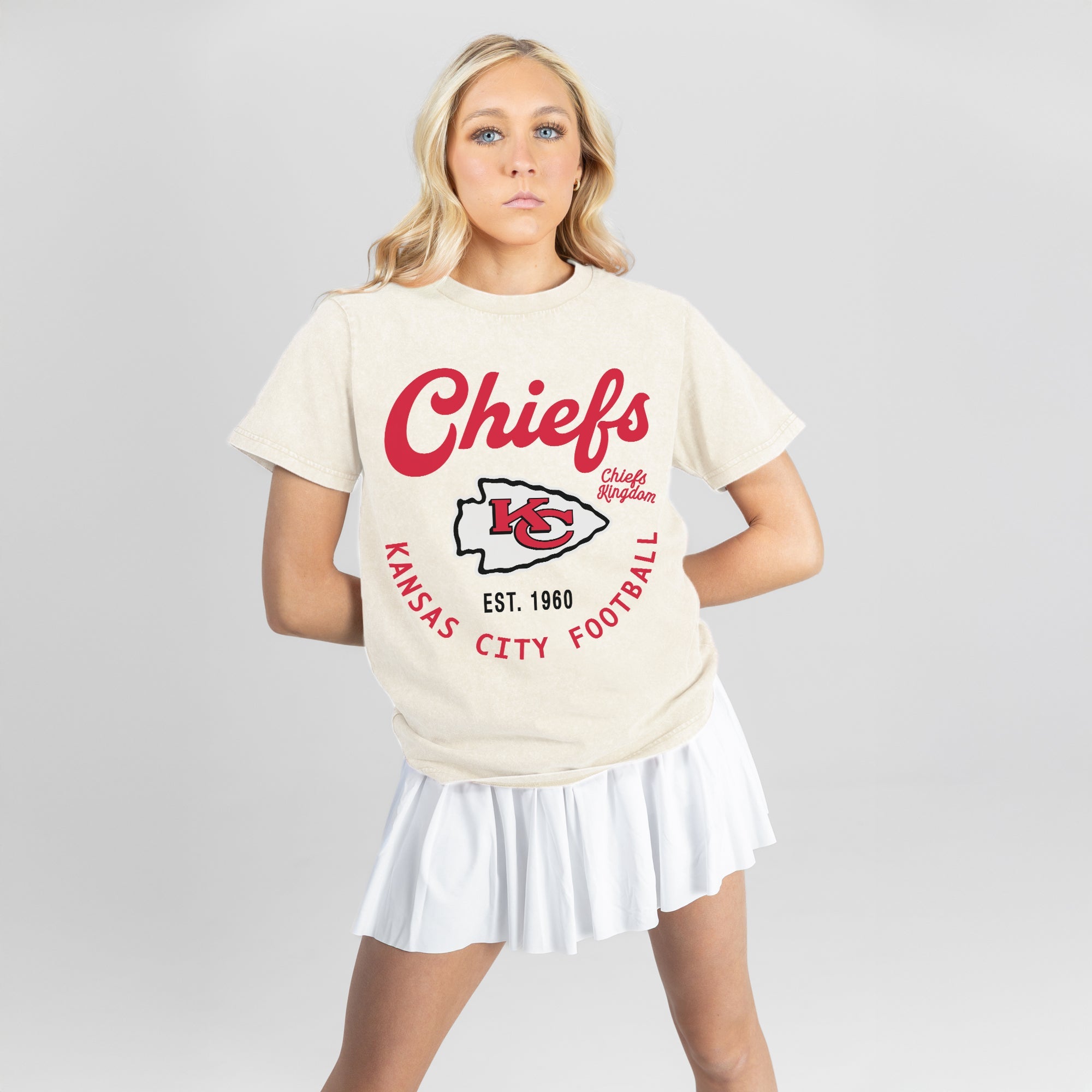 KANSAS CITY CHIEFS YOU KNOW OUR NAME CLASSIC FIT COTTON BLEND CREWNECK TEE