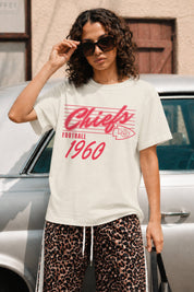 KANSAS CITY CHIEFS OLD SCHOOL CLASSIC FIT COTTON BLEND CREWNECK TEE