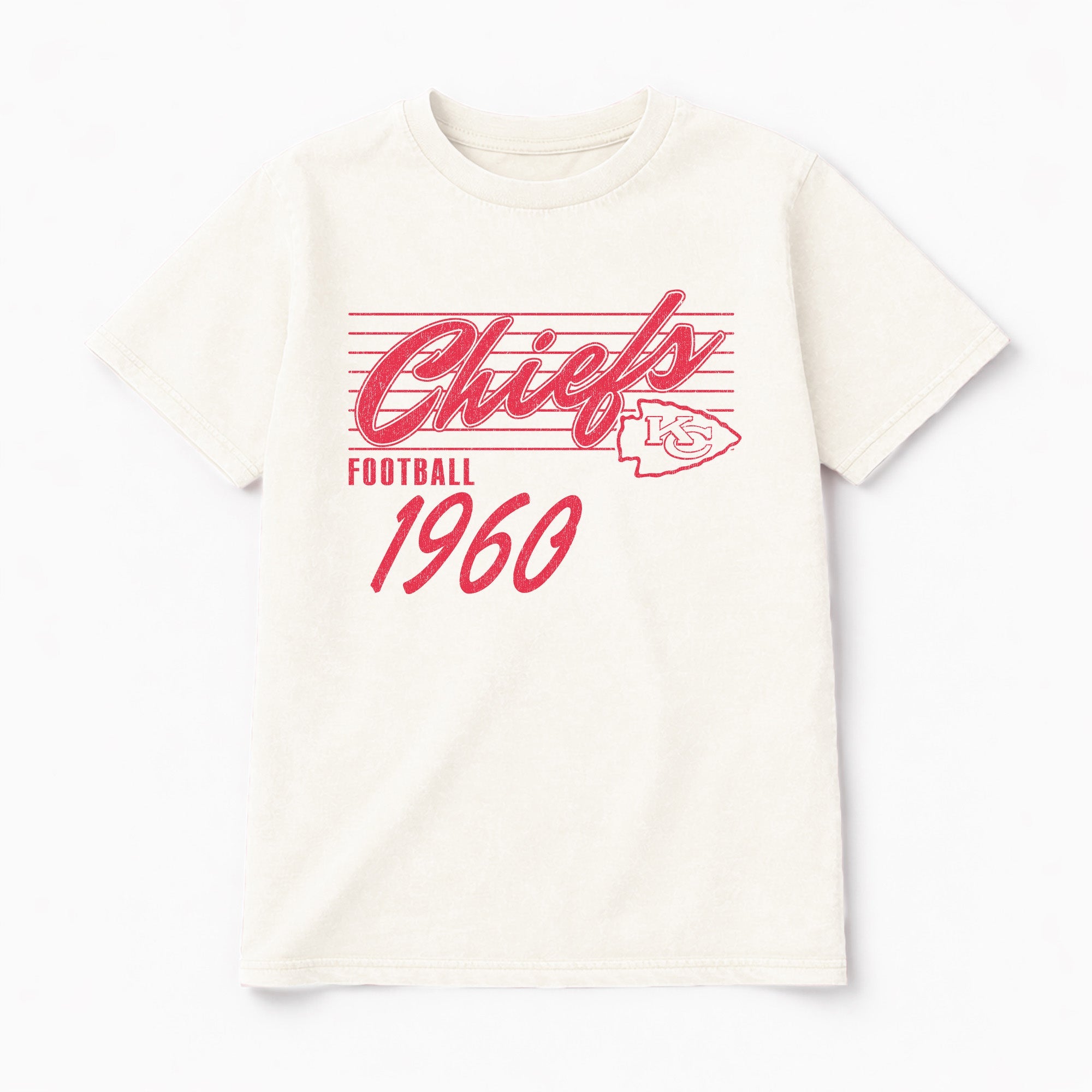 KANSAS CITY CHIEFS OLD SCHOOL CLASSIC FIT COTTON BLEND CREWNECK TEE