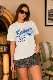 KANSAS JAYHAWKS OLD SCHOOL CLASSIC FIT COTTON BLEND CREWNECK TEE