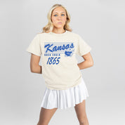 KANSAS JAYHAWKS OLD SCHOOL CLASSIC FIT COTTON BLEND CREWNECK TEE