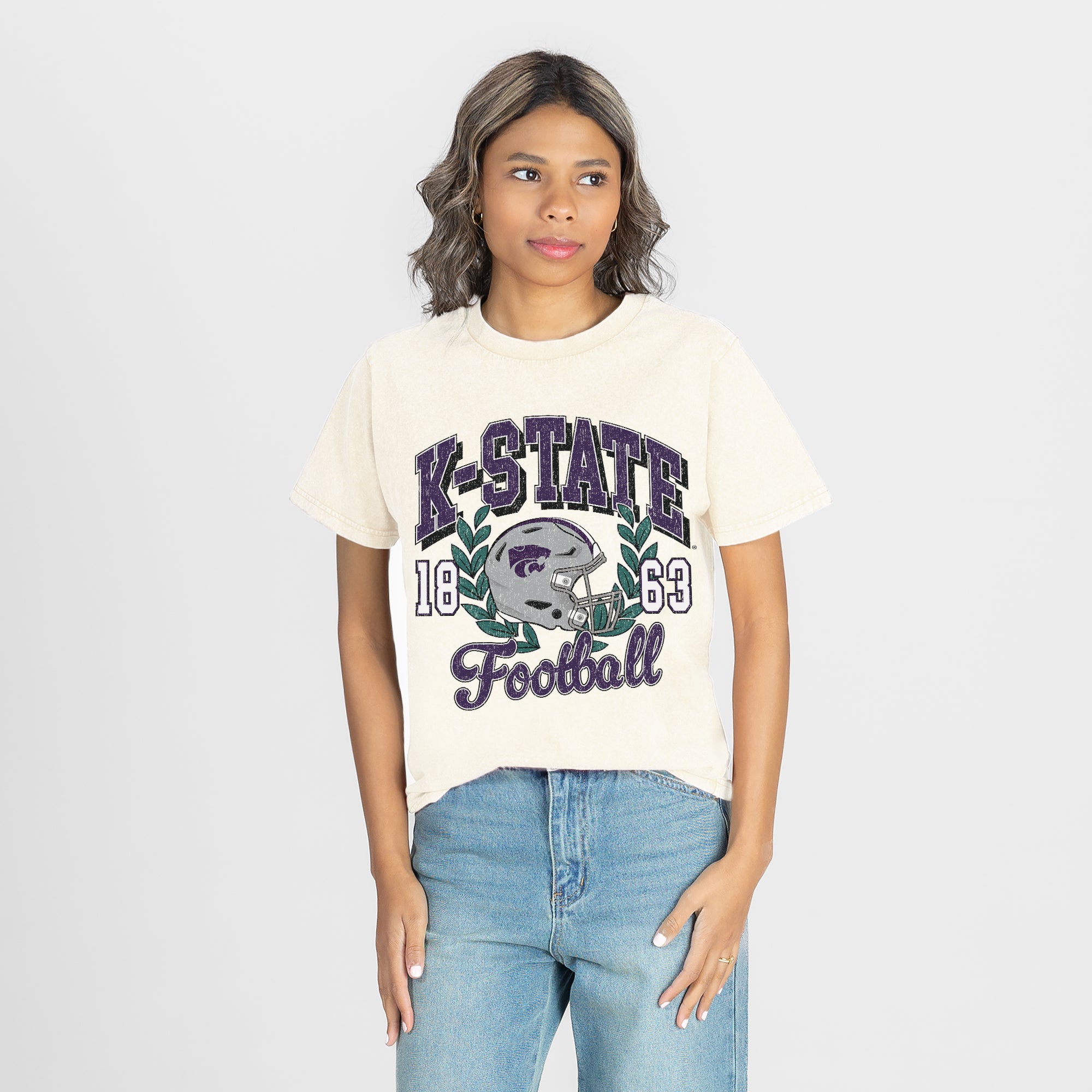 KANSAS STATE WILDCATS RAISED ON VICTORY CLASSIC FIT COTTON BLEND CREWNECK TEE