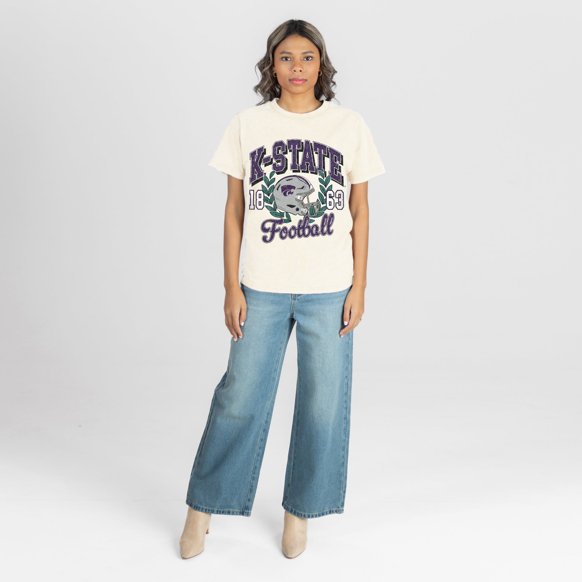 KANSAS STATE WILDCATS RAISED ON VICTORY CLASSIC FIT COTTON BLEND CREWNECK TEE