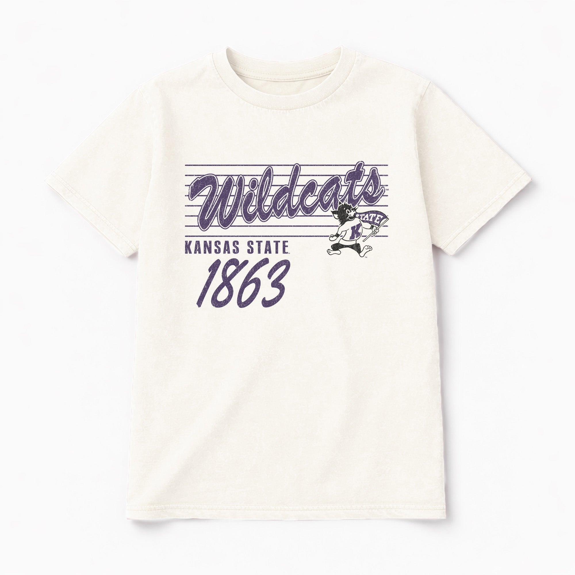 KANSAS STATE WILDCATS OLD SCHOOL CLASSIC FIT COTTON BLEND CREWNECK TEE