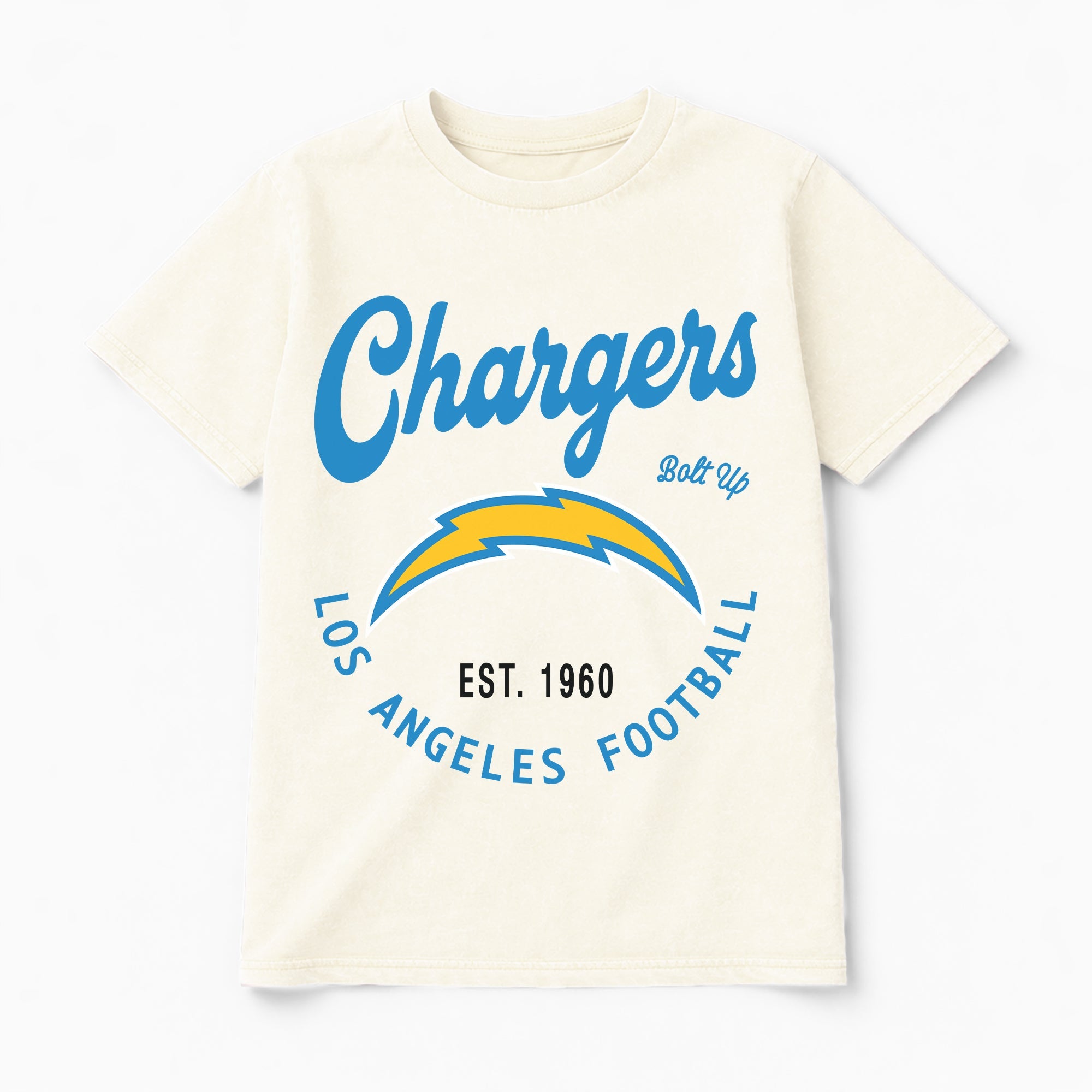 LOS ANGELES CHARGERS YOU KNOW OUR NAME CLASSIC FIT COTTON BLEND CREWNECK TEE