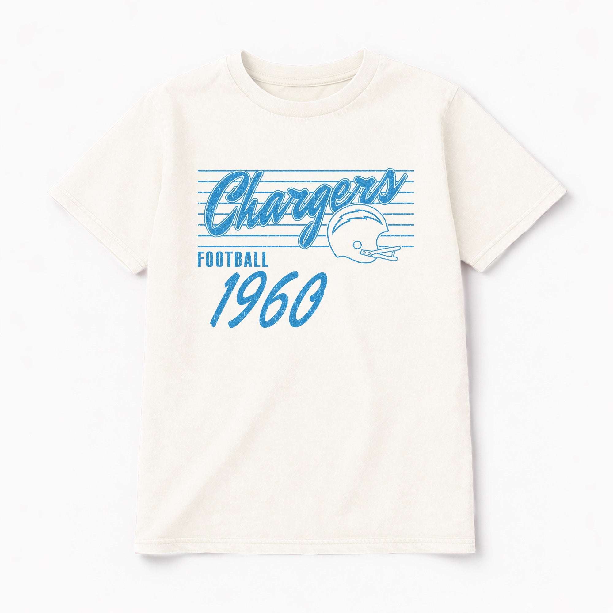 LOS ANGELES CHARGERS OLD SCHOOL CLASSIC FIT COTTON BLEND CREWNECK TEE