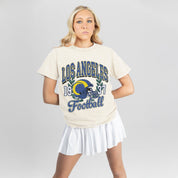 LOS ANGELES RAMS RAISED ON VICTORY CLASSIC FIT COTTON BLEND CREWNECK TEE
