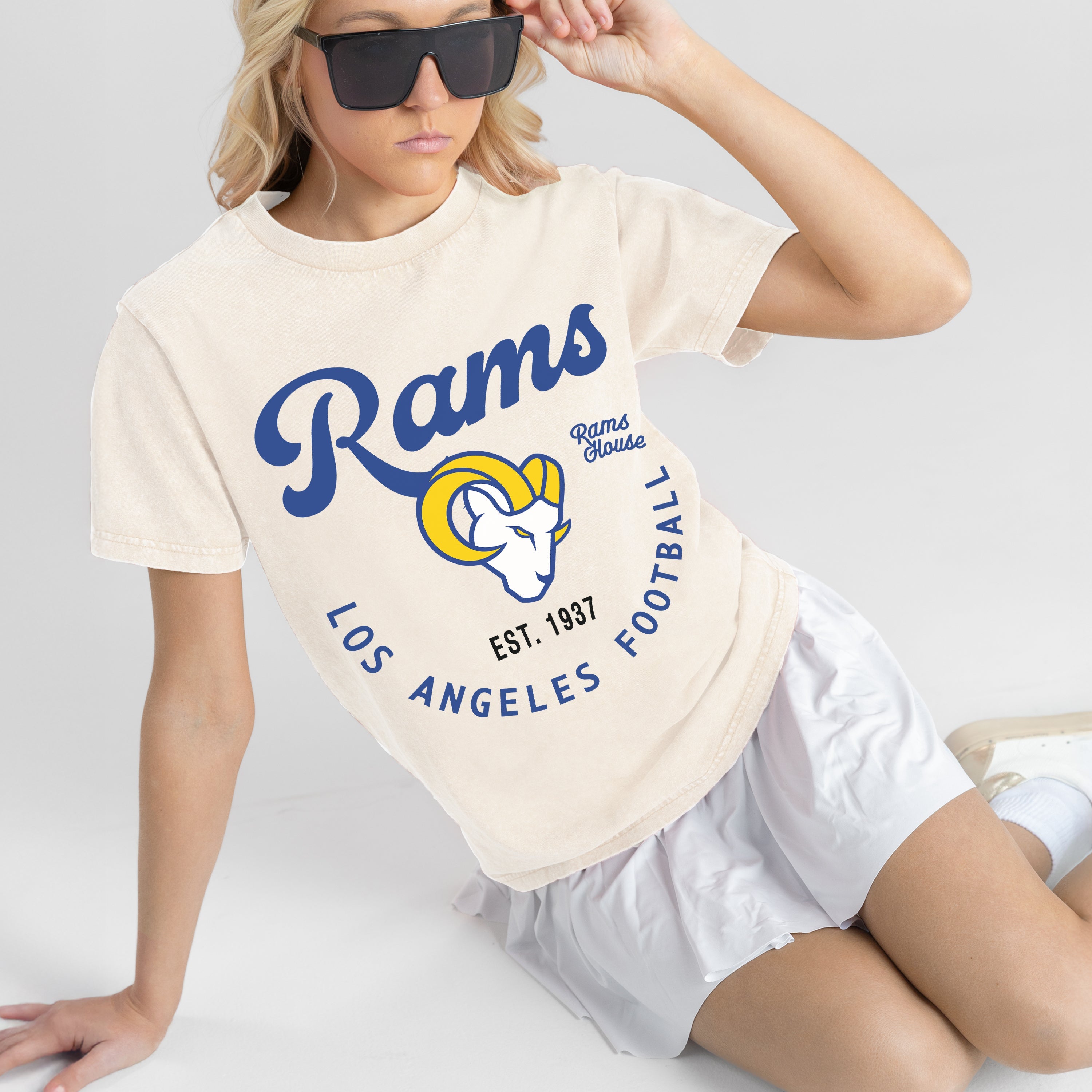 LOS ANGELES RAMS YOU KNOW OUR NAME CLASSIC FIT COTTON BLEND CREWNECK TEE