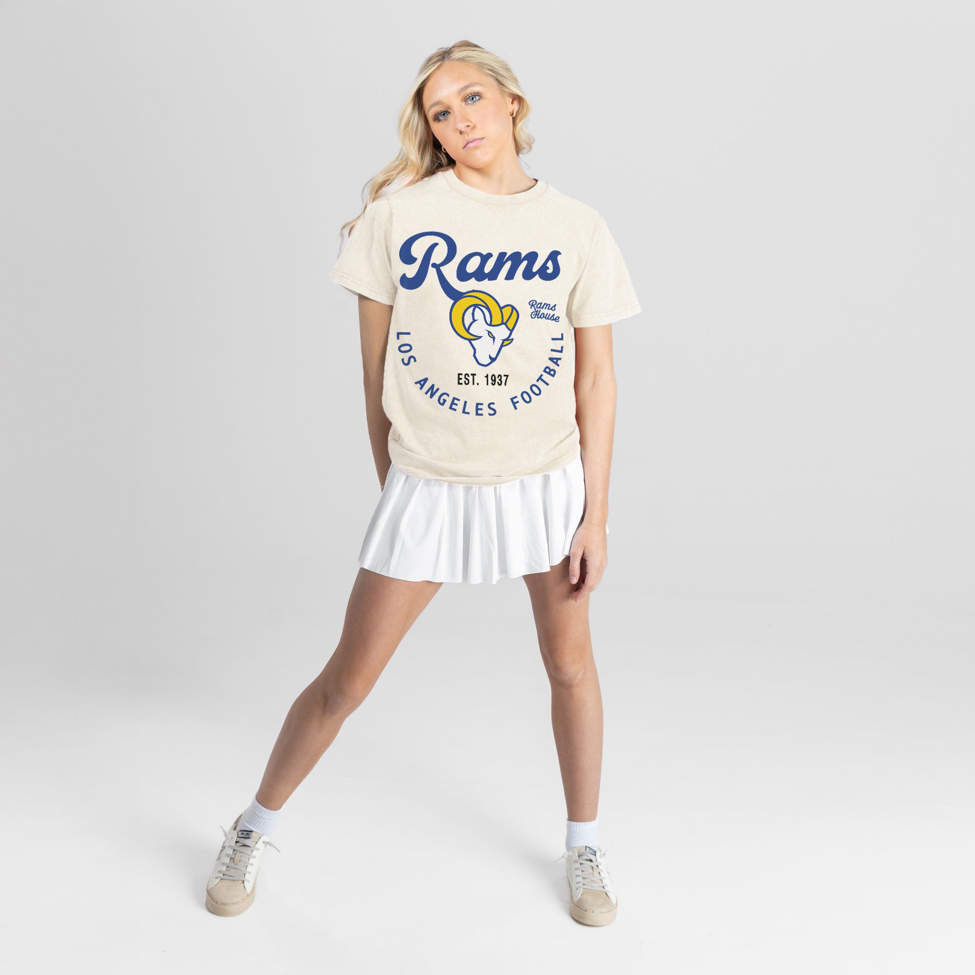 LOS ANGELES RAMS YOU KNOW OUR NAME CLASSIC FIT COTTON BLEND CREWNECK TEE