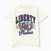 LIBERTY FLAMES RAISED ON VICTORY CLASSIC FIT COTTON BLEND CREWNECK TEE